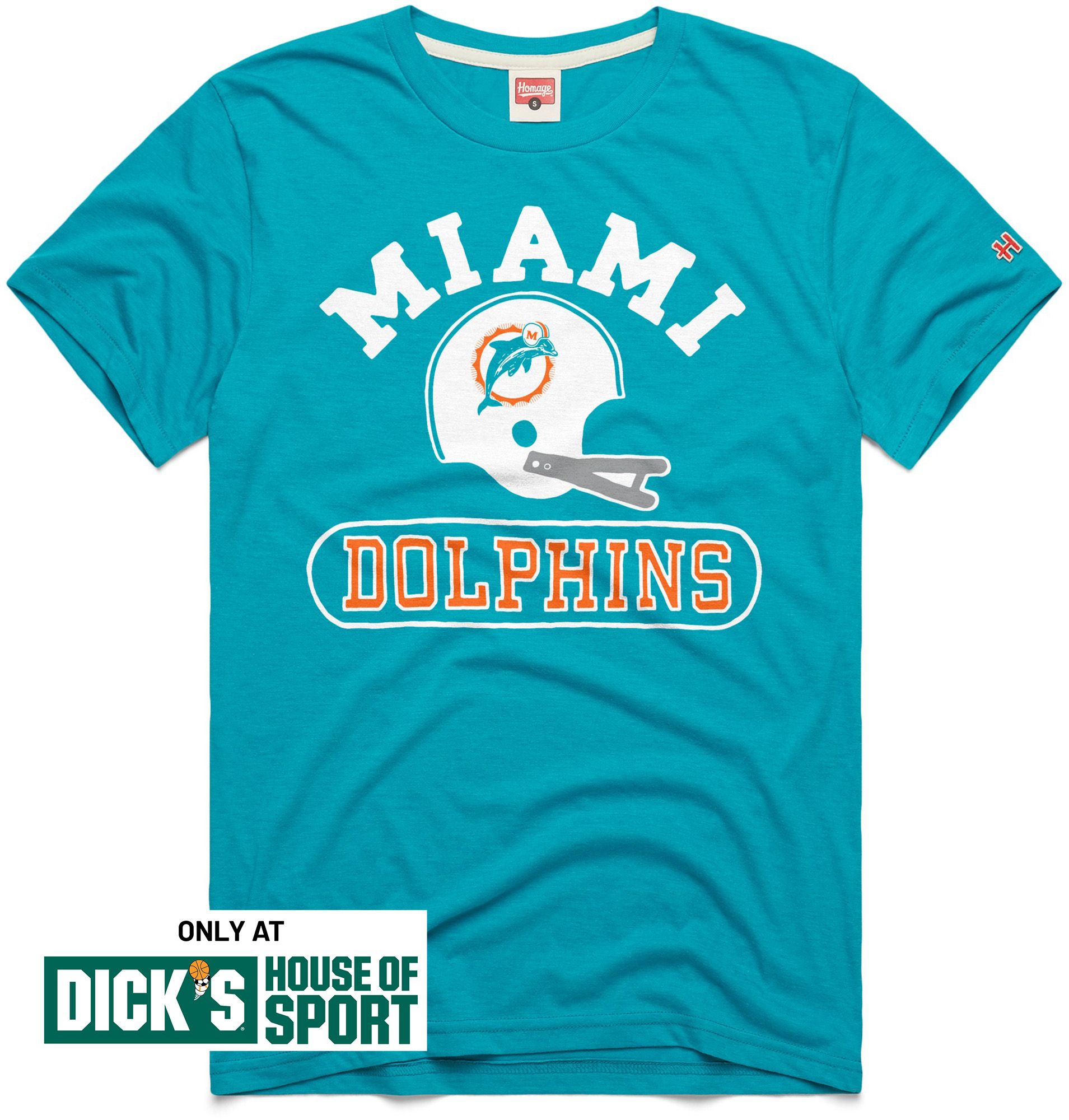 HOMAGE Men's Miami Dolphins Teal Throwback Helmet T-Shirt