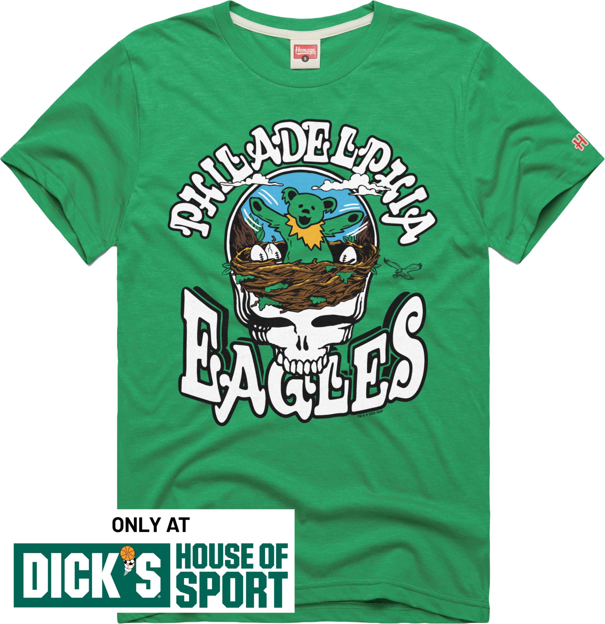 HOMAGE Men's Philadelphia Eagles Kelly Green Grateful Dead T-Shirt