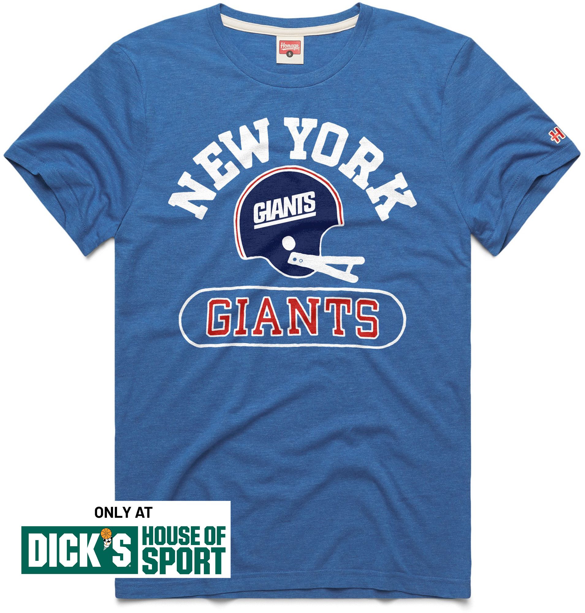 HOMAGE Men's New York Giants Royal Blue Throwback Helmet T-Shirt