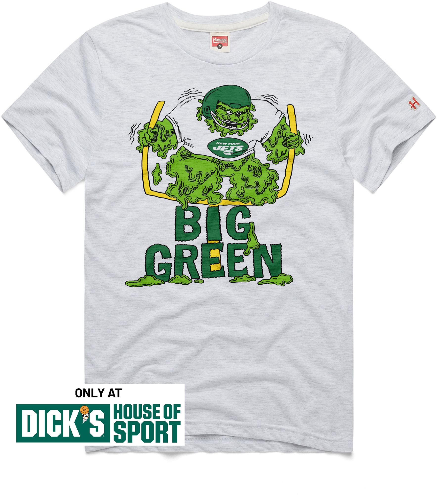 HOMAGE Men's New York Jets Ash Big Green T-Shirt