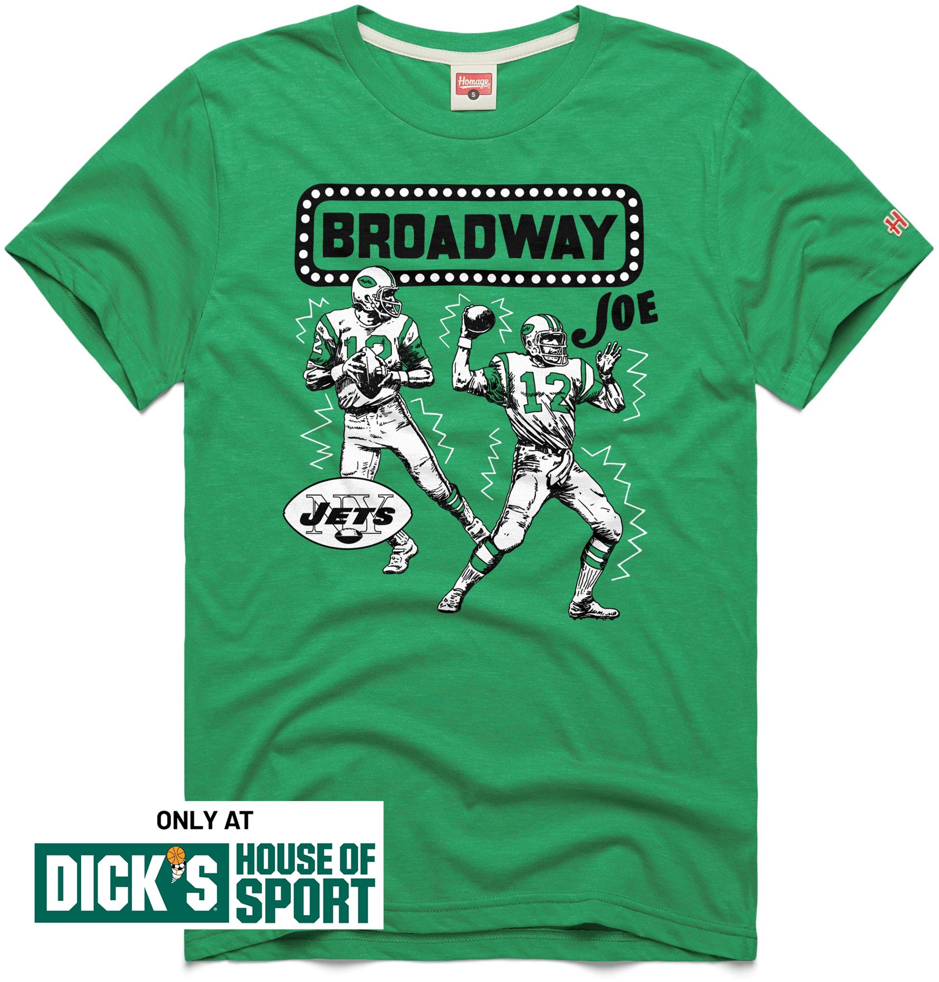 HOMAGE Men's New York Jets Green Broadway Joe T-Shirt