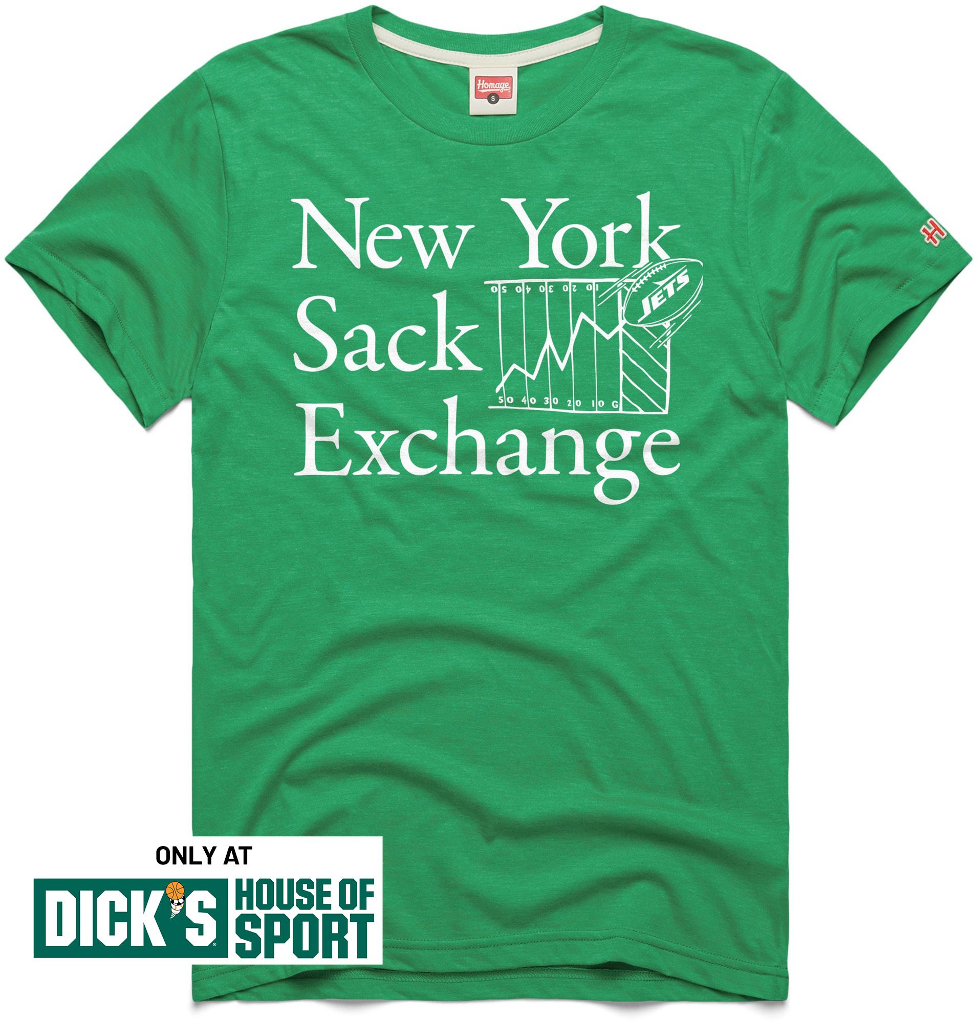 HOMAGE Men's New York Jets Green Sack Exchange T-Shirt
