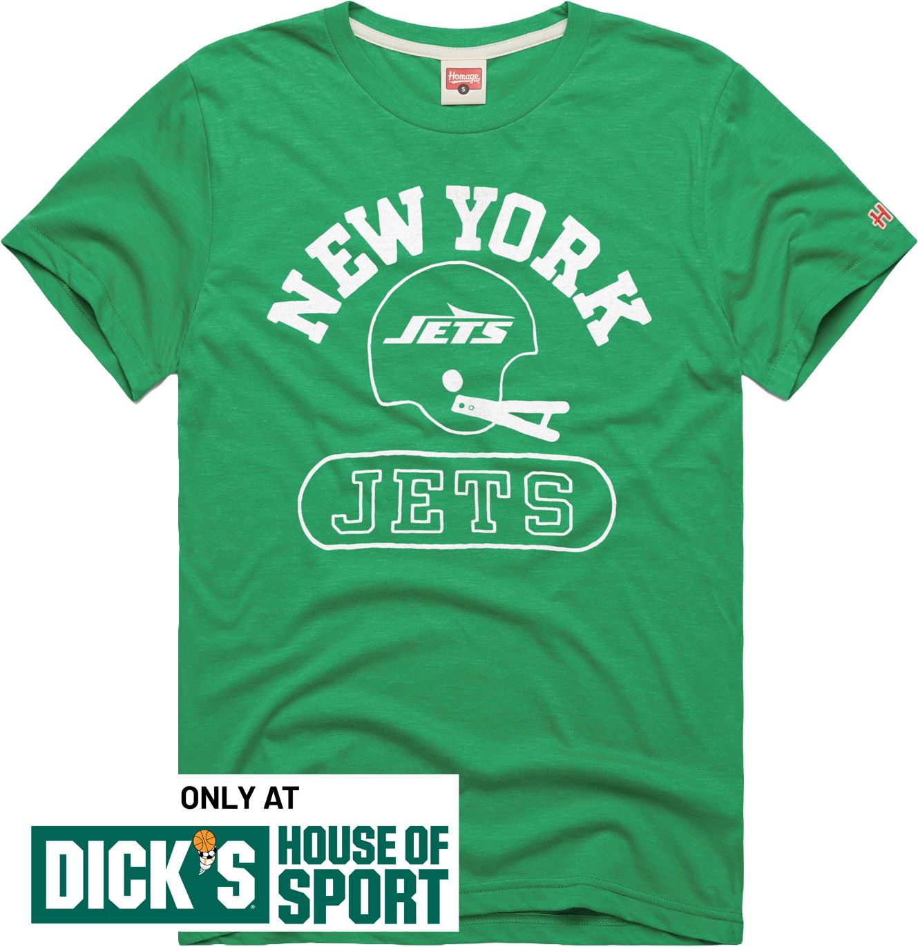 HOMAGE Men's New York Jets Green Throwback Helmet T-Shirt