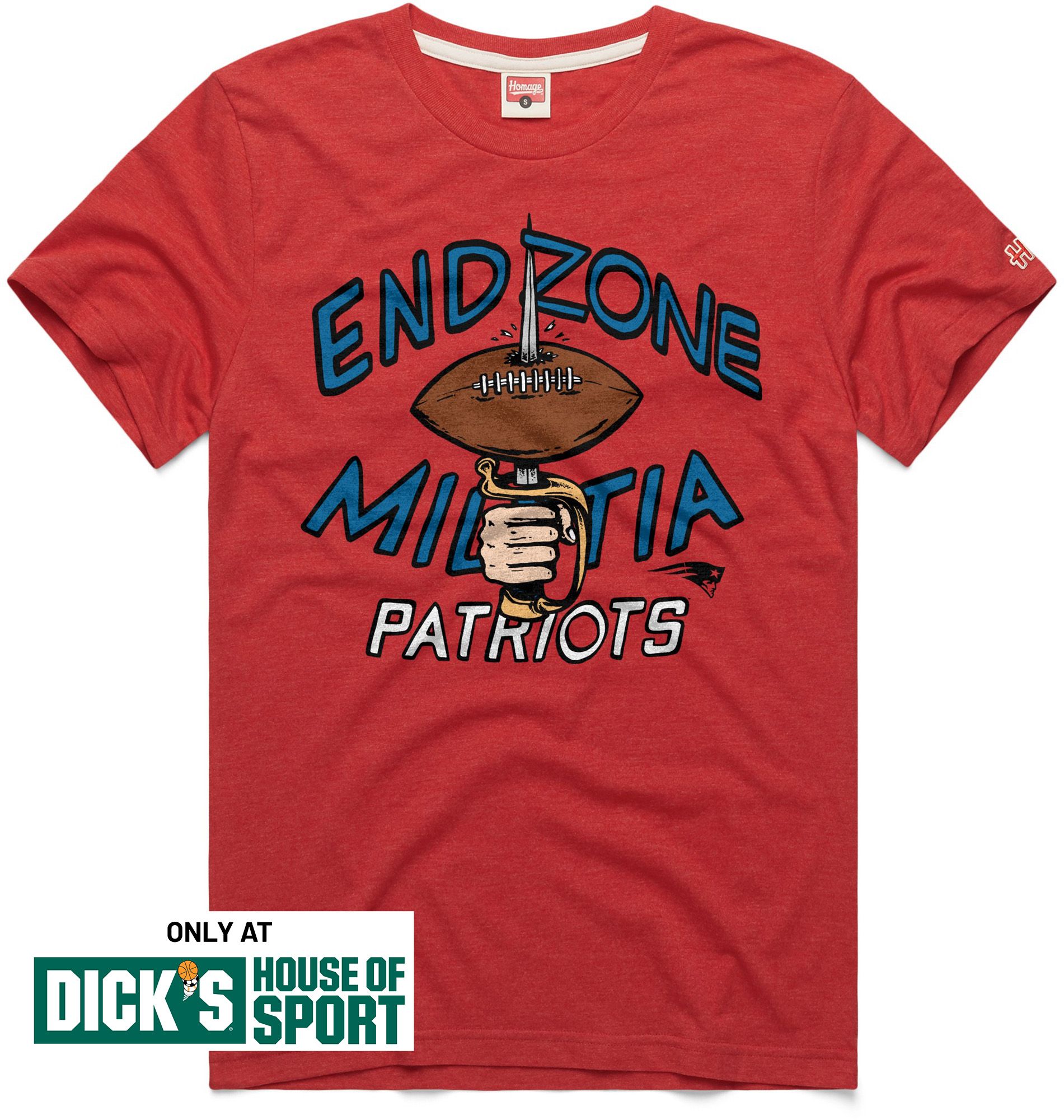 HOMAGE Men's New England Patriots Red Endzone Militia T-Shirt