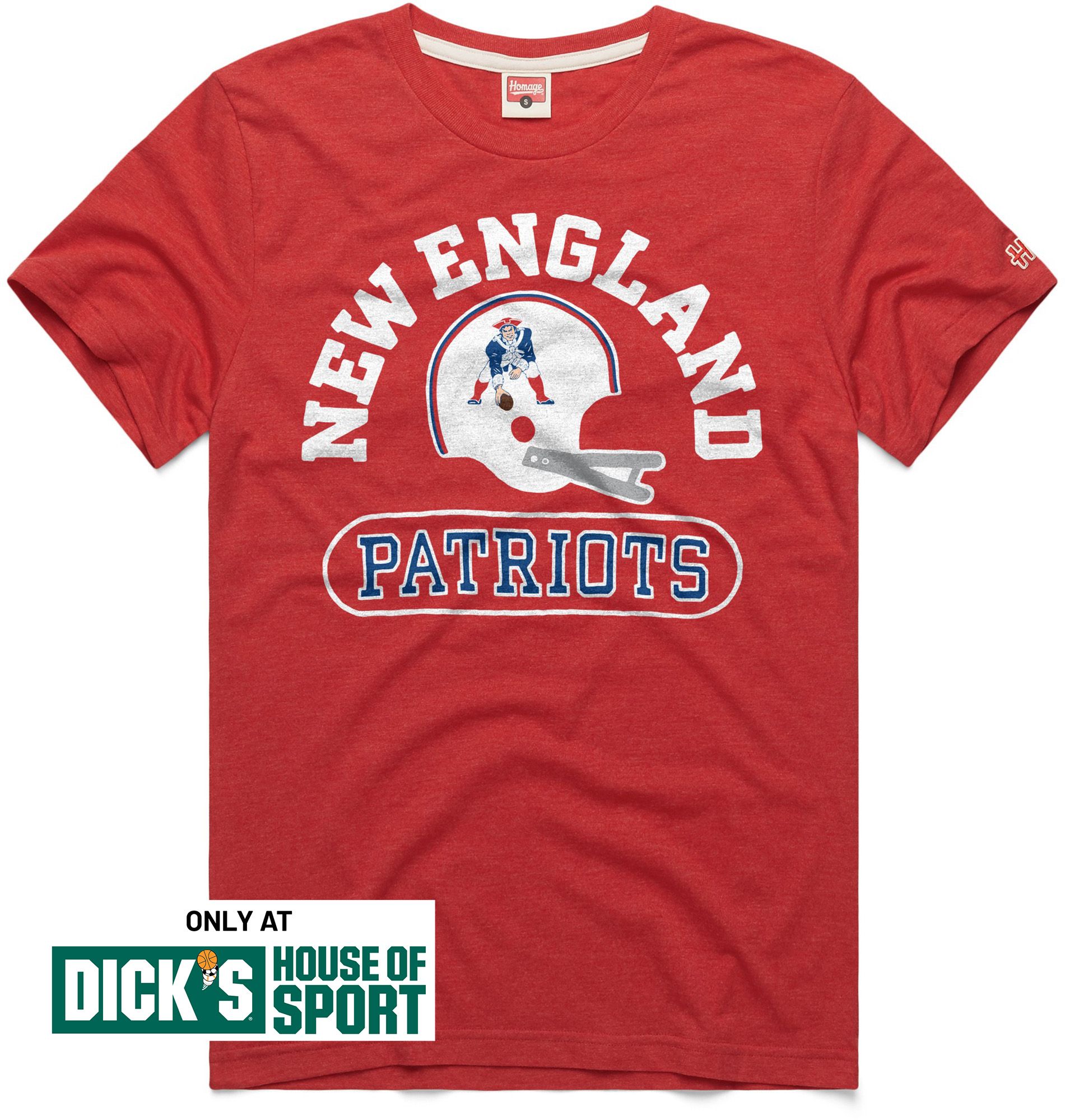 HOMAGE Men's New England Patriots Red Throwback Helmet T-Shirt