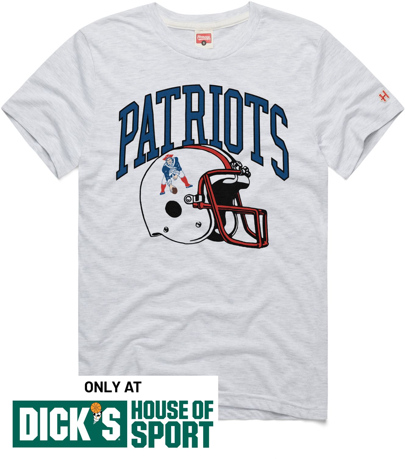 HOMAGE Men's New England Patriots Royal Blue Arch Helmet T-Shirt