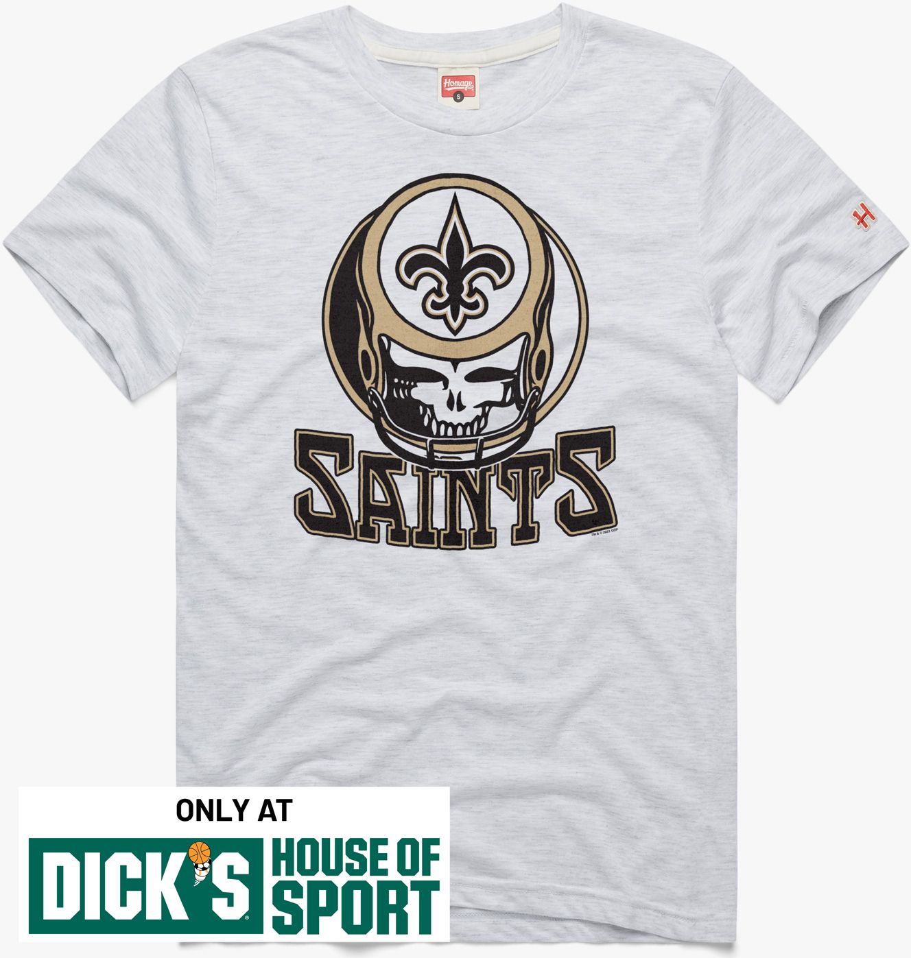 HOMAGE Men's New Orleans Saints Ash Grateful Dead T-Shirt