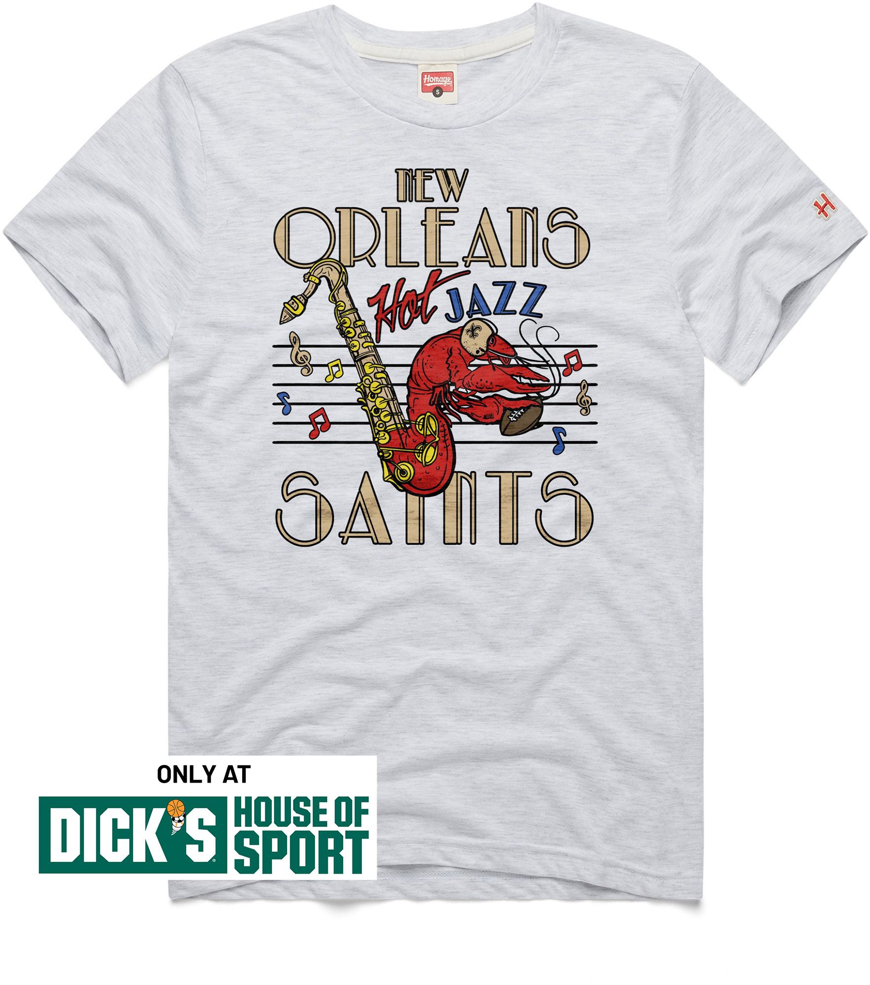 HOMAGE Men's New Orleans Saints Ash Hot Jazz T-Shirt