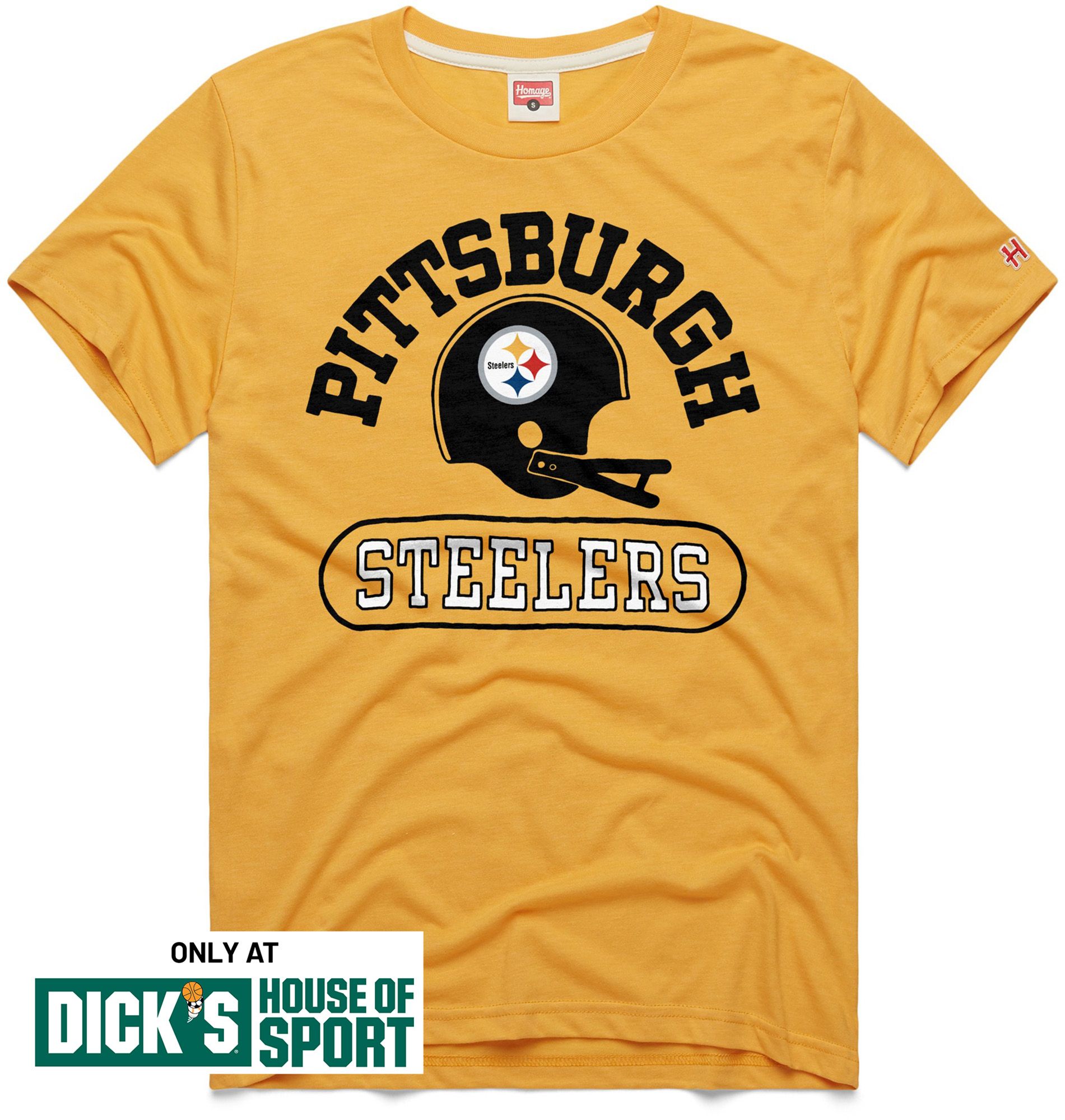 HOMAGE Men's Pittsburgh Steelers Gold Throwback Helmet T-Shirt