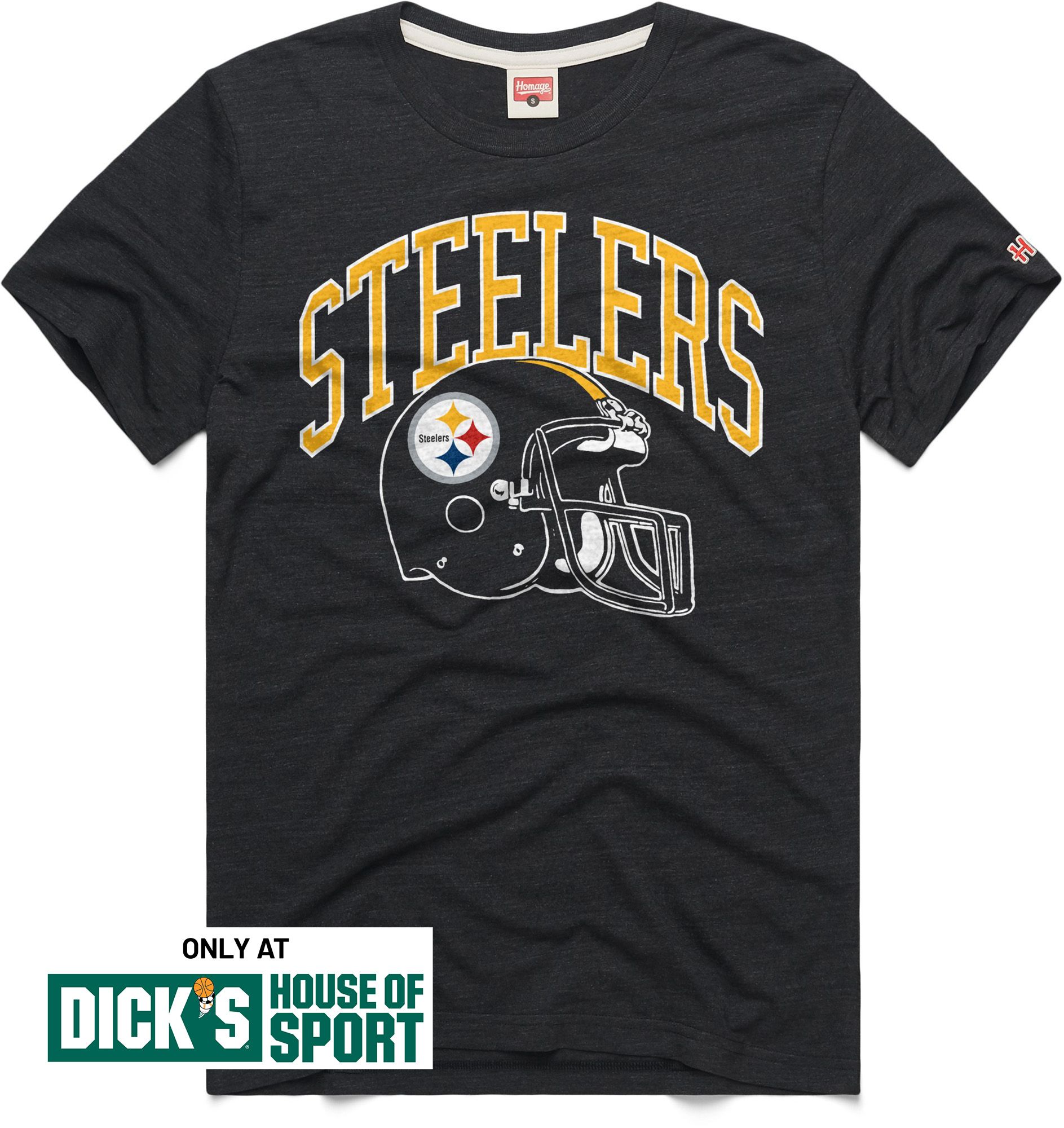 HOMAGE Men's Pittsburgh Steelers Charcoal Arch Helmet T-Shirt