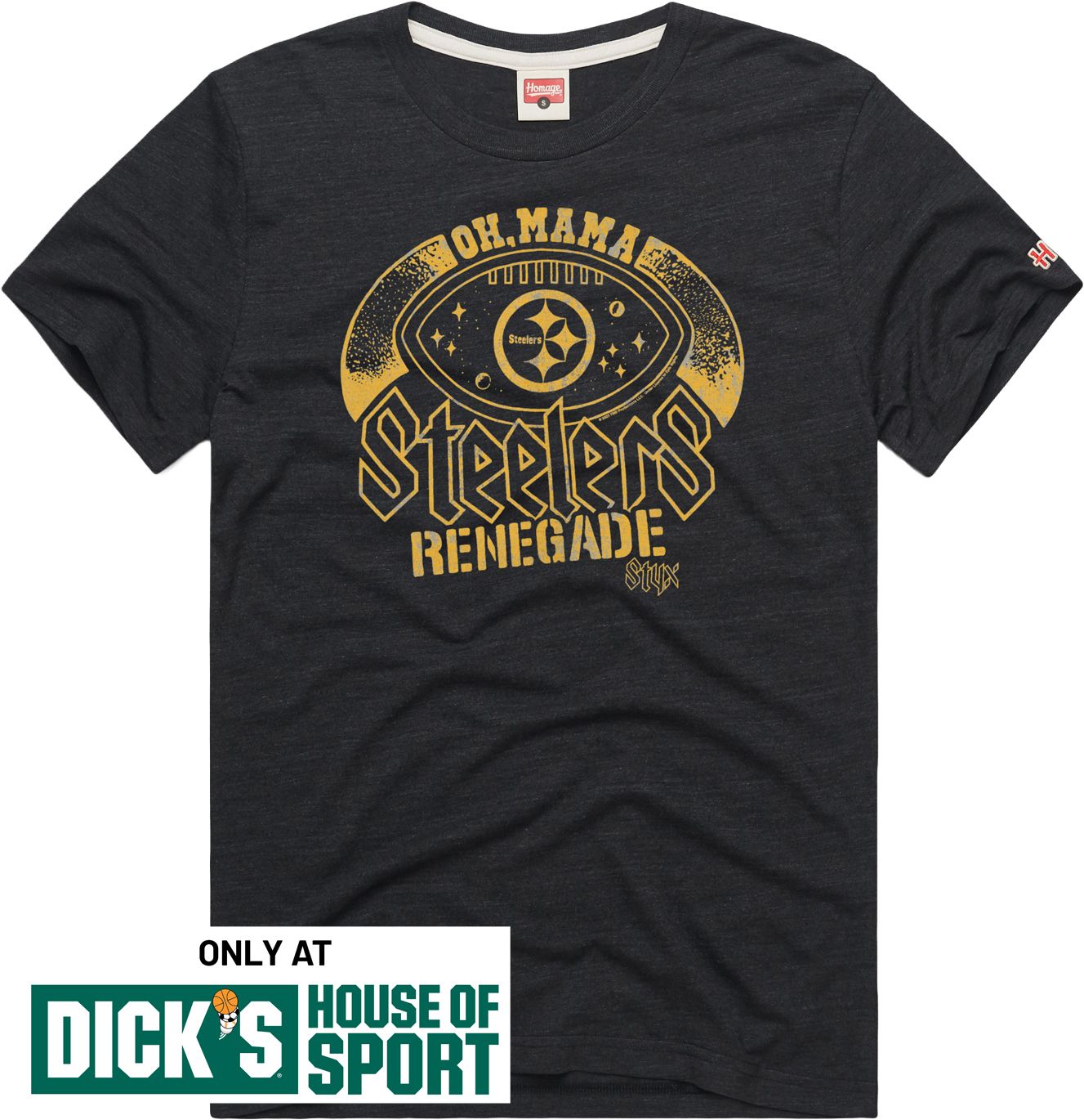 HOMAGE Men's Pittsburgh Steelers Charcoal Renegade Oh Mama T-Shirt