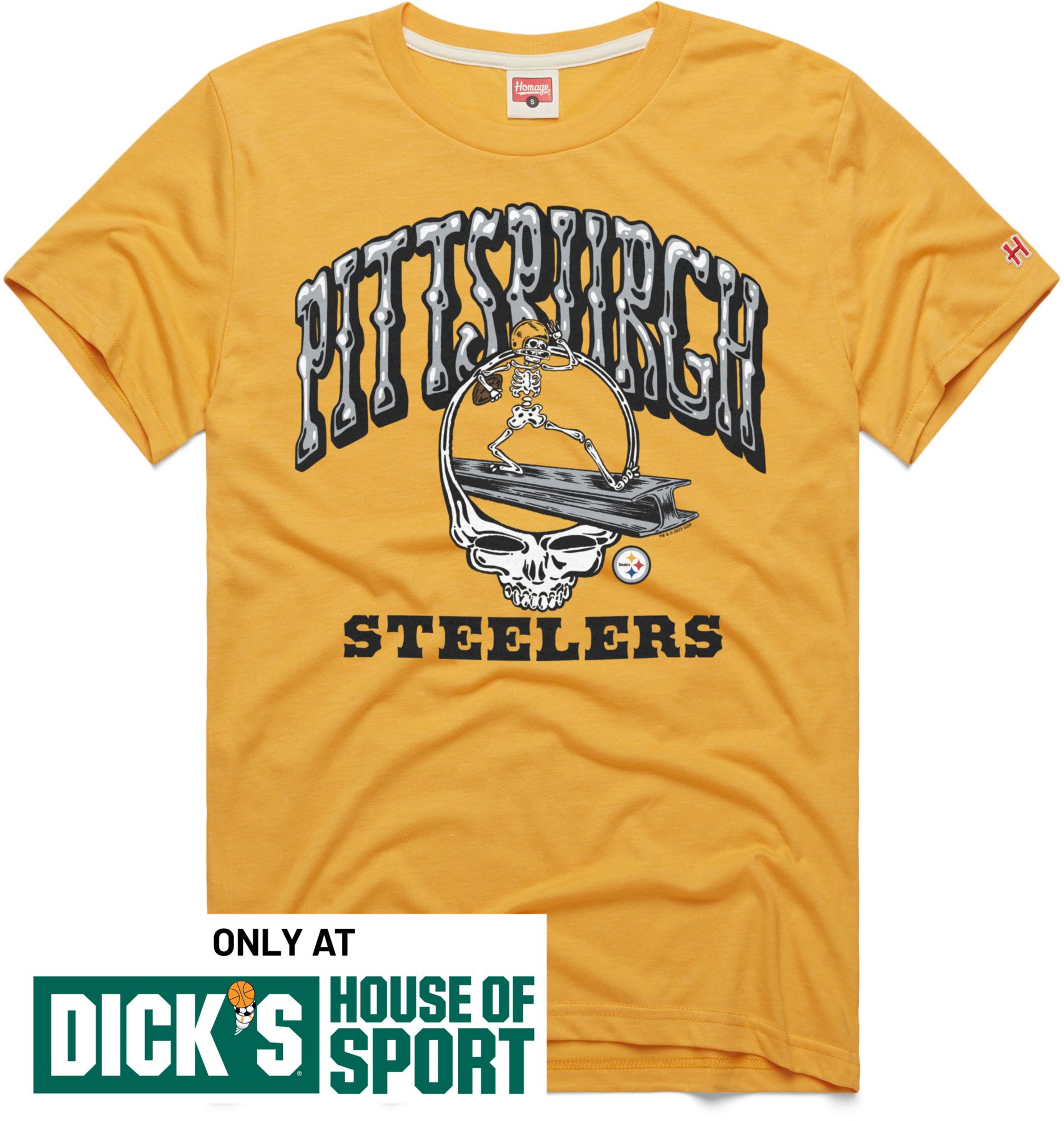 HOMAGE Men's Pittsburgh Steelers Gold Grateful Dead T-Shirt