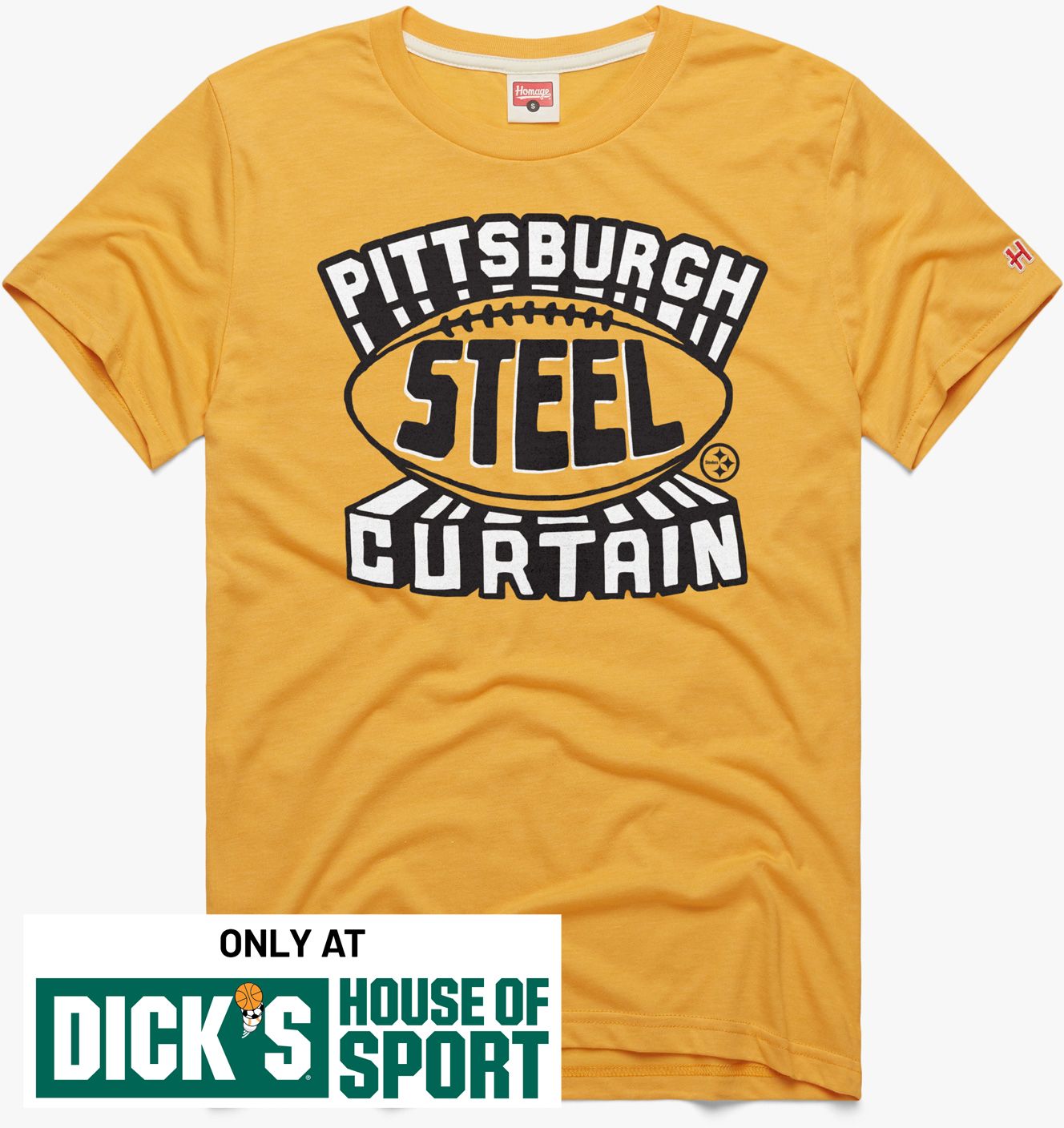 HOMAGE Men's Pittsburgh Steelers Gold Steel Curtain T-Shirt