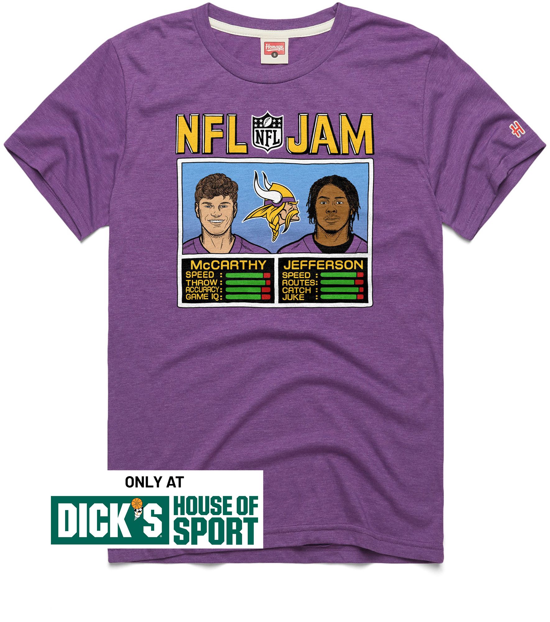 HOMAGE Men's Minnesota Vikings J.J. McCarthy vs Justin Jefferson Purple Jam T-Shirt