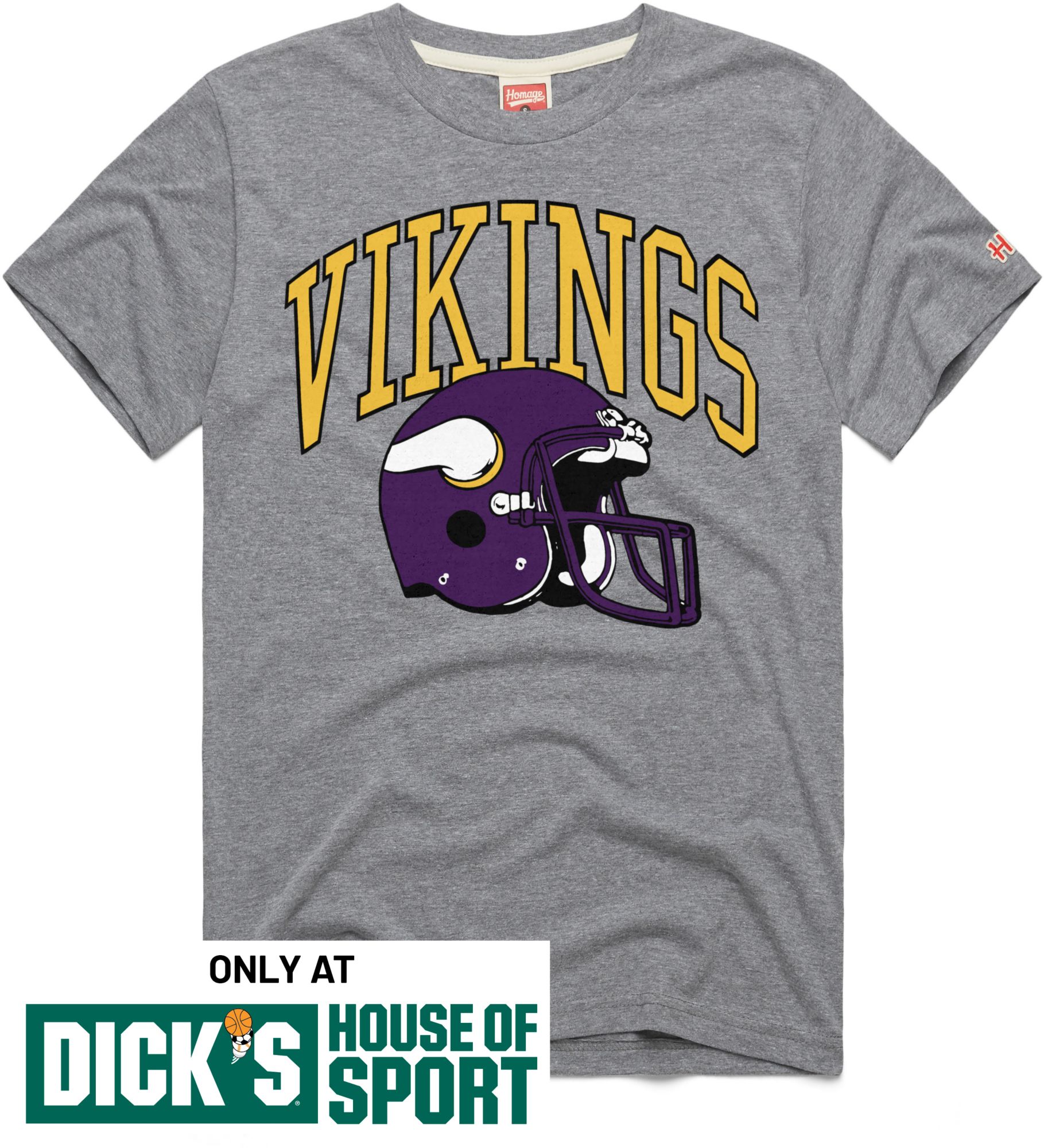 HOMAGE Men's Minnesota Vikings Grey Arch Helmet T-Shirt