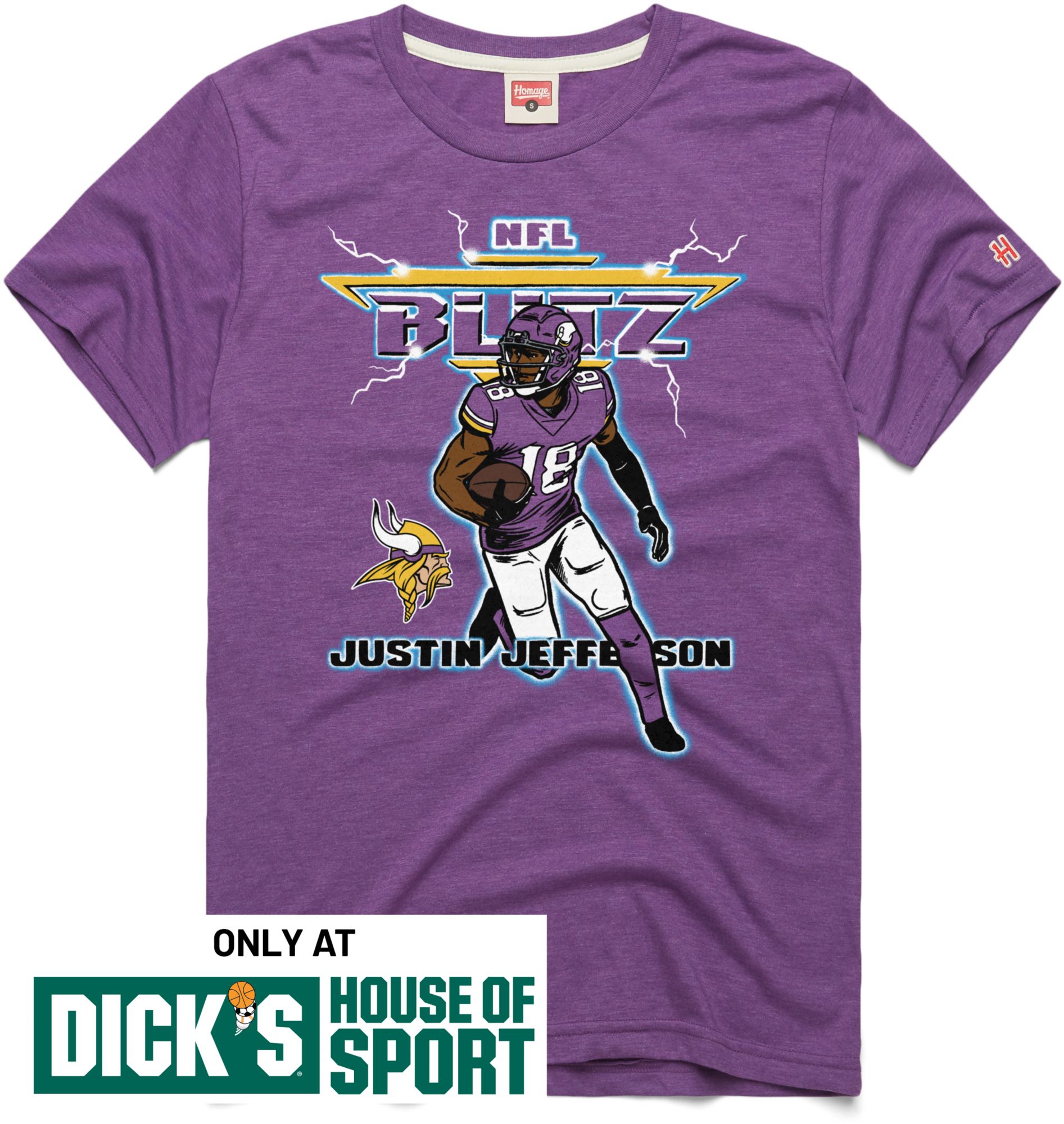 HOMAGE Men's Minnesota Vikings Purple Justin Jefferson Blitz T-Shirt