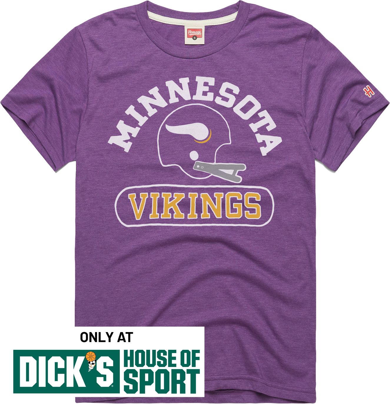 HOMAGE Men's Minnesota Vikings Purple Throwback Helmet T-Shirt