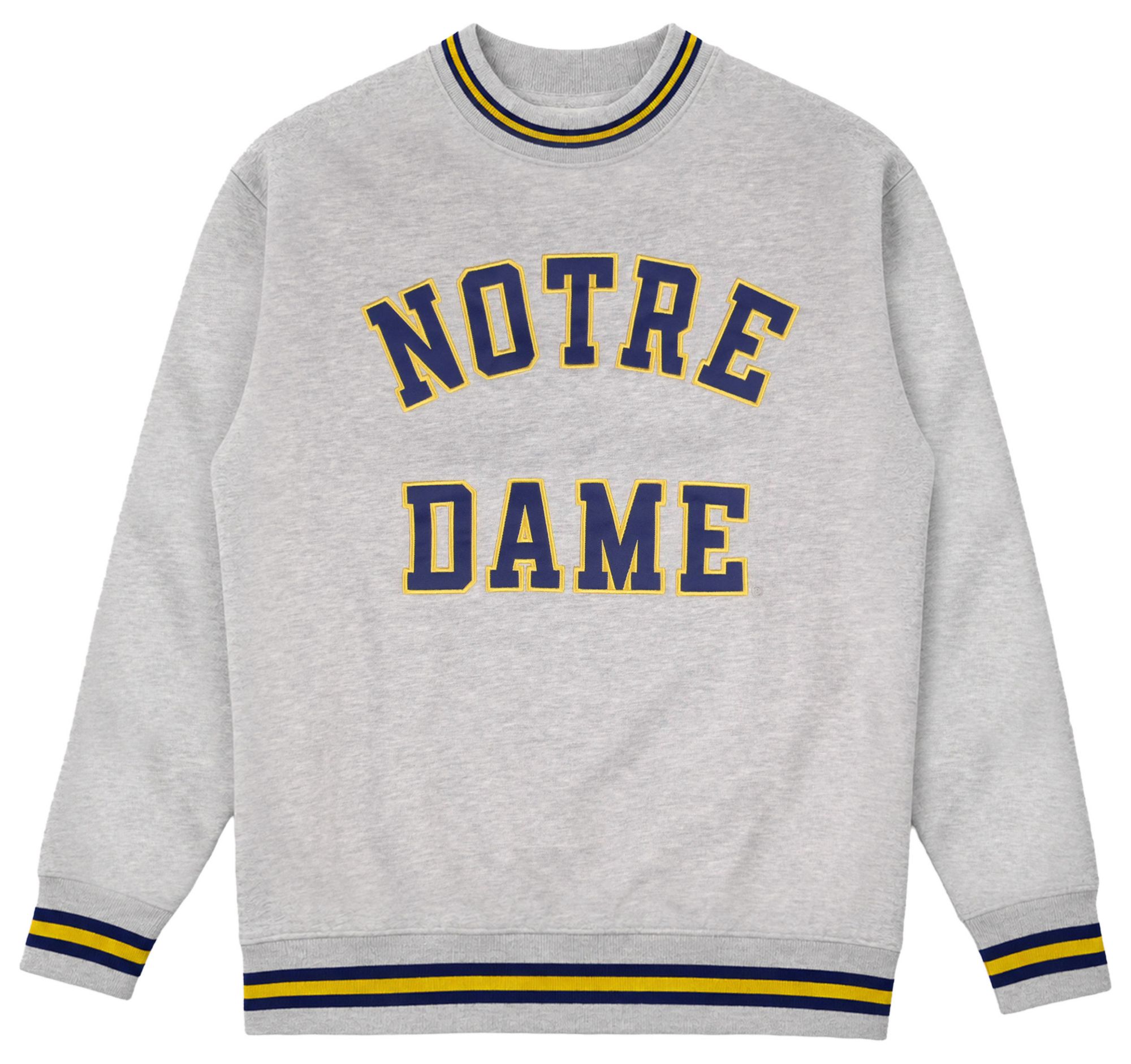 Homefield Men's Notre Dame Fighting Irish Ash Tri-Stripe Crewneck Sweatshirt