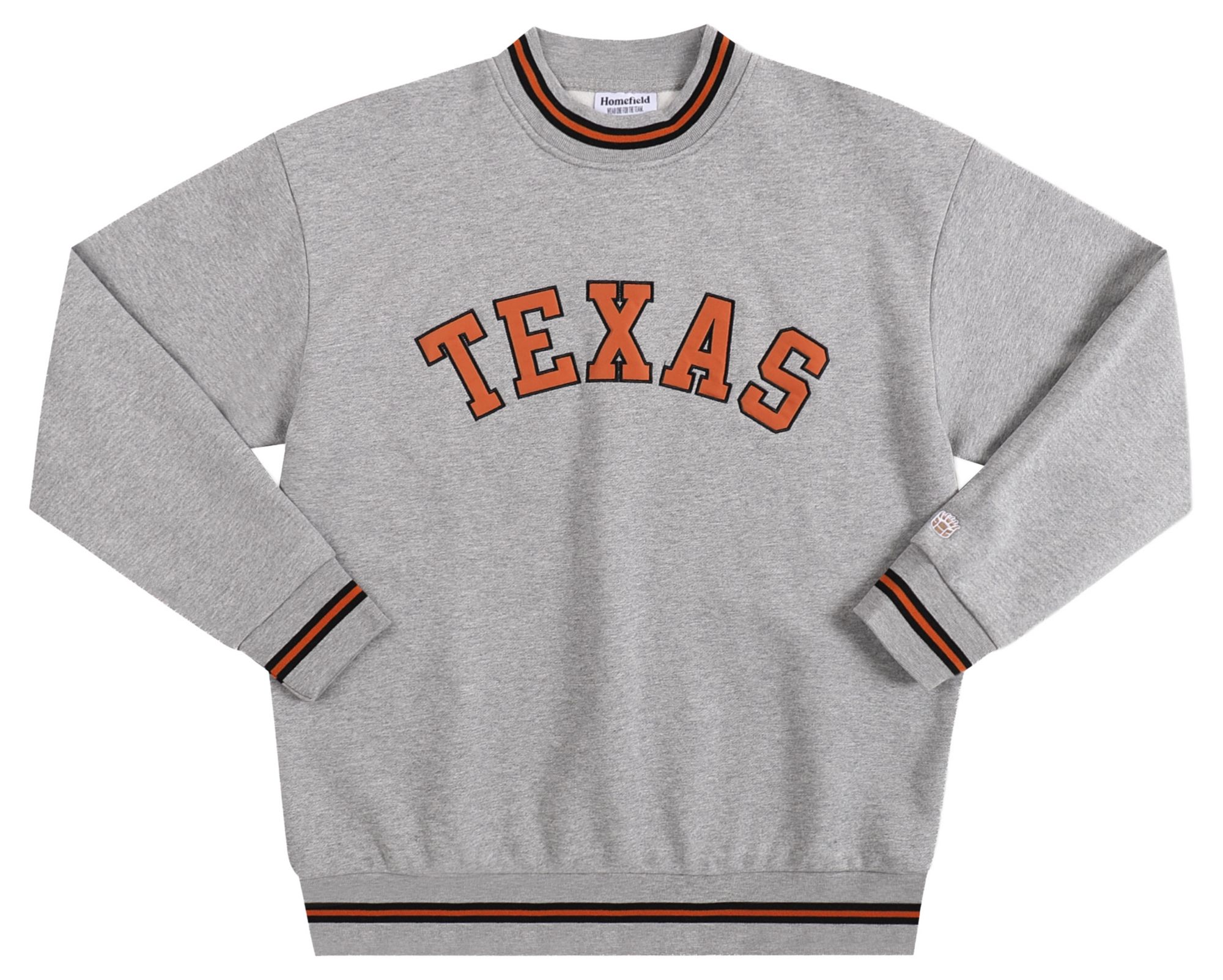 Homefield Men's Texas Longhorns Ash Tri-Stripe Crewneck Sweatshirt