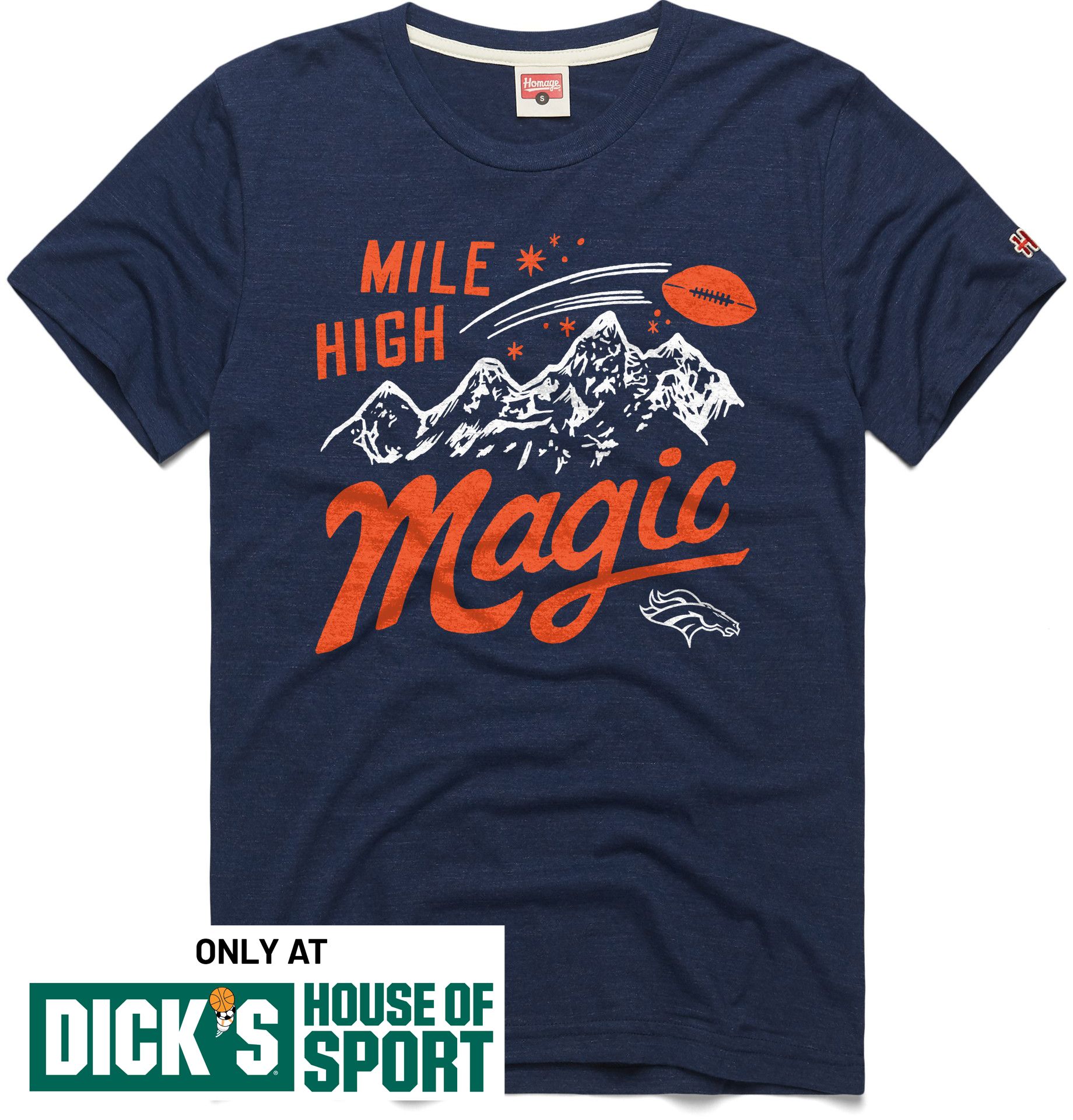 HOMAGE Men's Denver Broncos Navy Mile High Magic T-Shirt