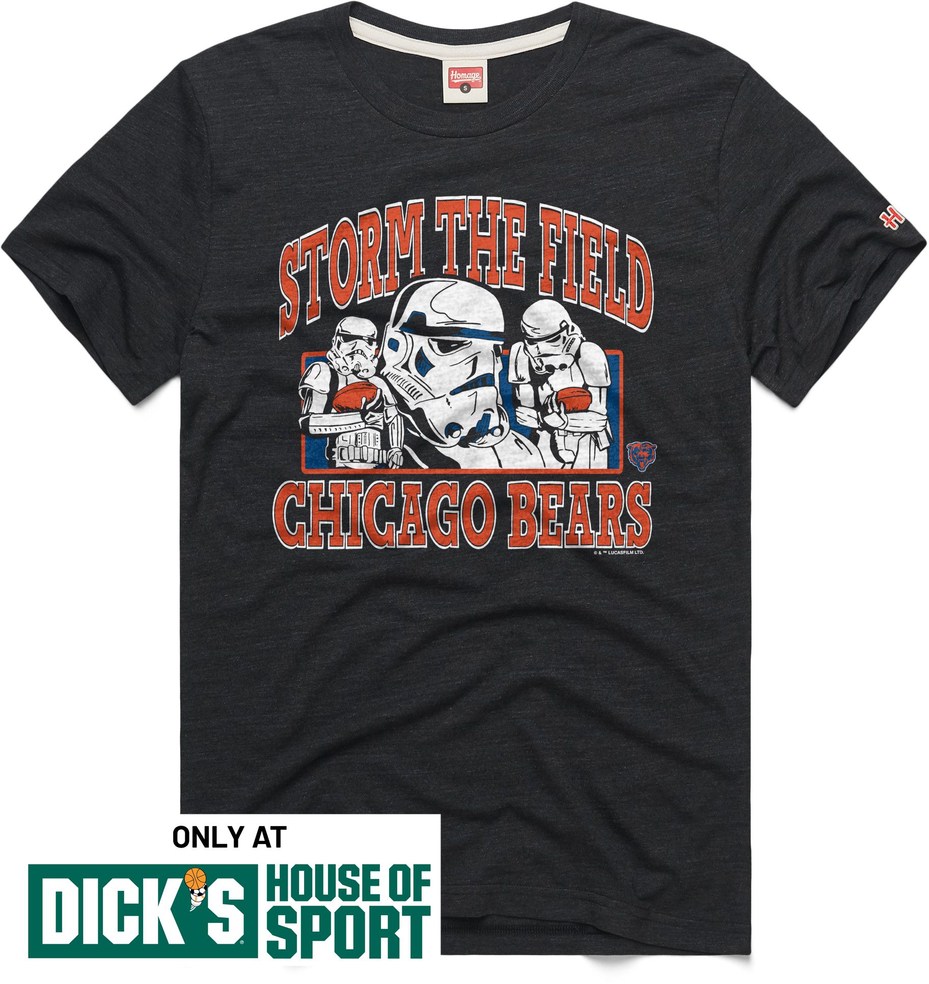 HOMAGE Men's Star Wars x Chicago Bears Charcoal Dark Side T-Shirt