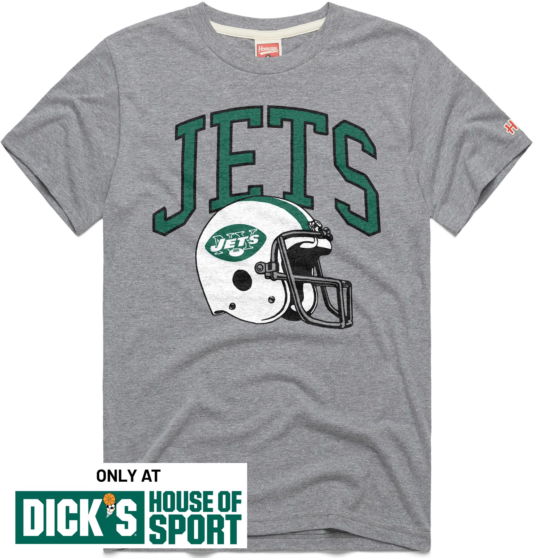 HOMAGE Men's New York Jets Grey Arch Helmet T-Shirt