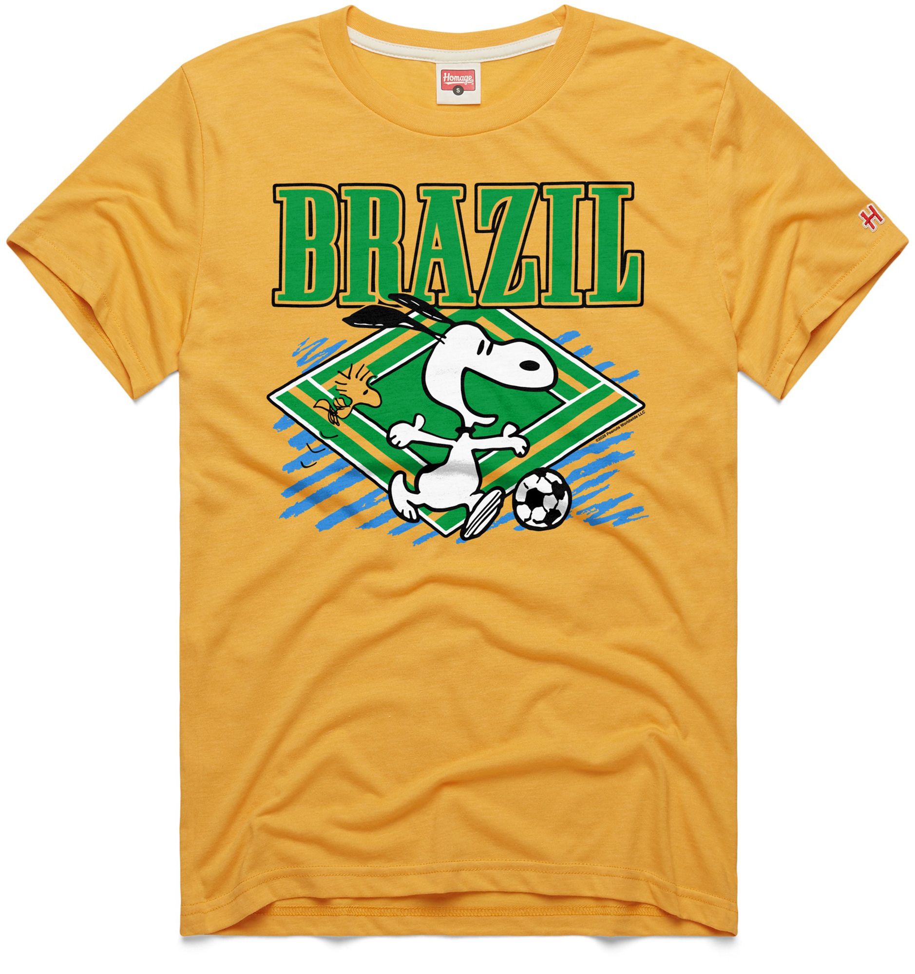 HOMAGE Adult Brazil Gold Peanuts Graphic T-Shirt