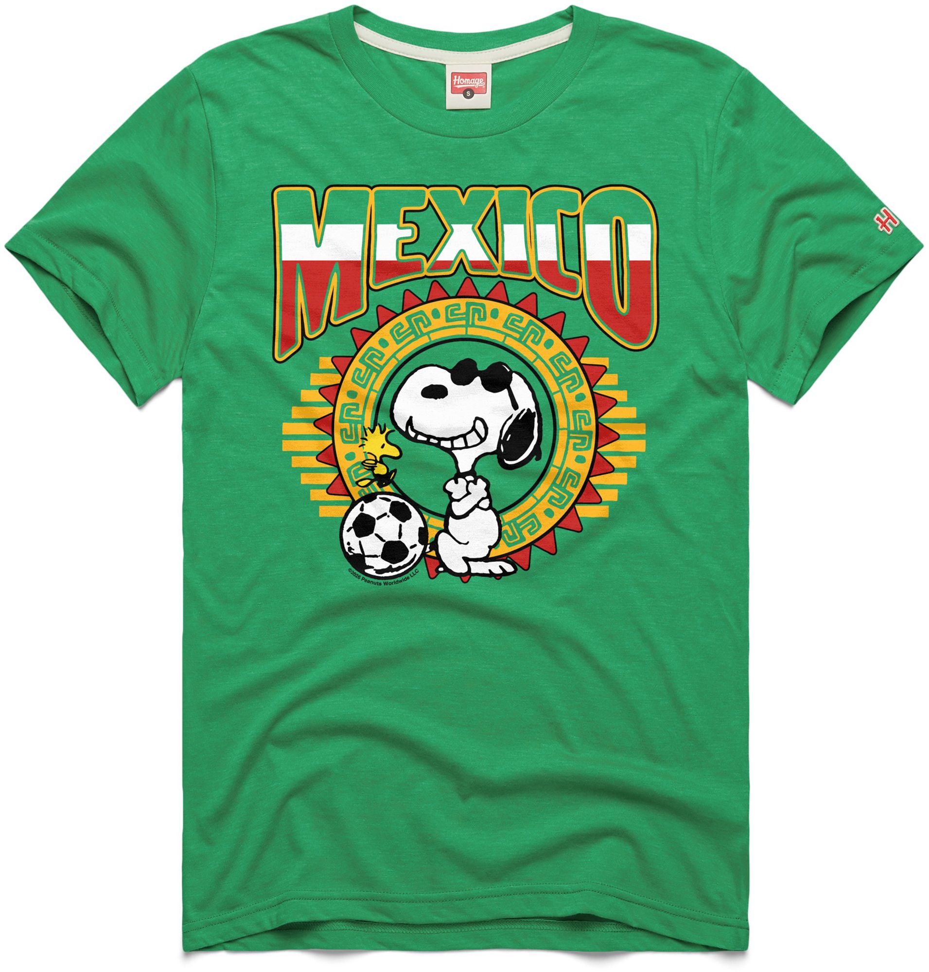 HOMAGE Adult Mexico Green Peanuts Graphic T-Shirt