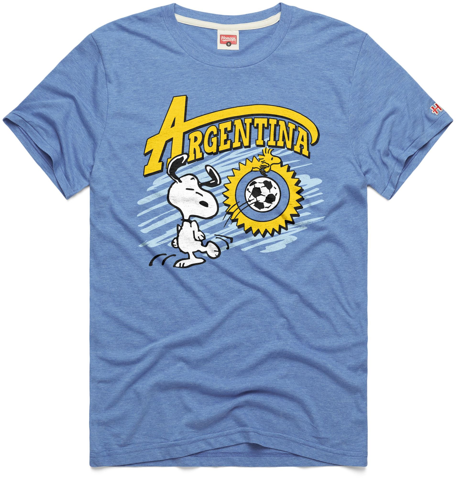 HOMAGE Adult Argentina Light Blue Peanuts Graphic T-Shirt