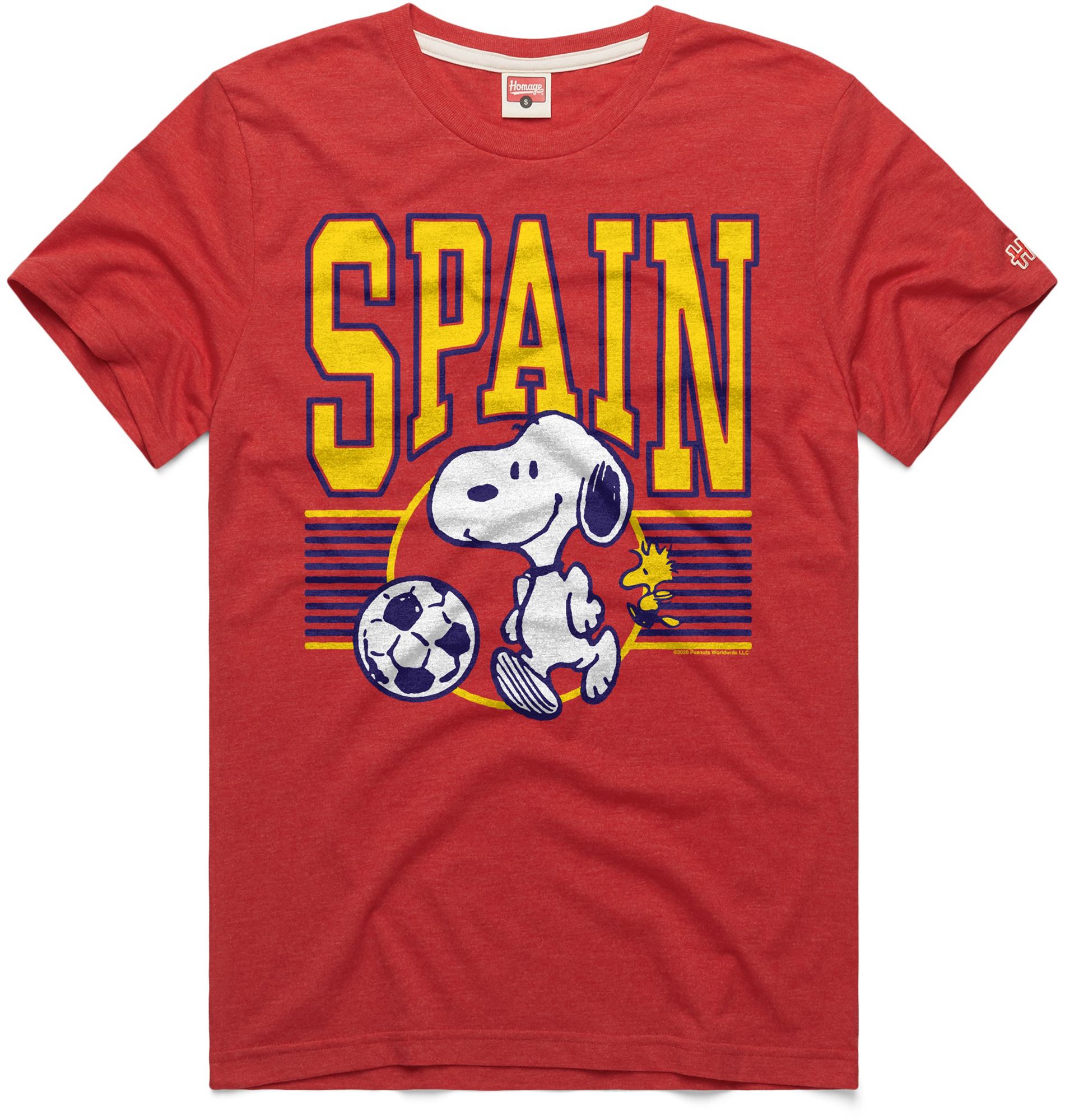 HOMAGE Adult Spain Red Peanuts Graphic T-Shirt