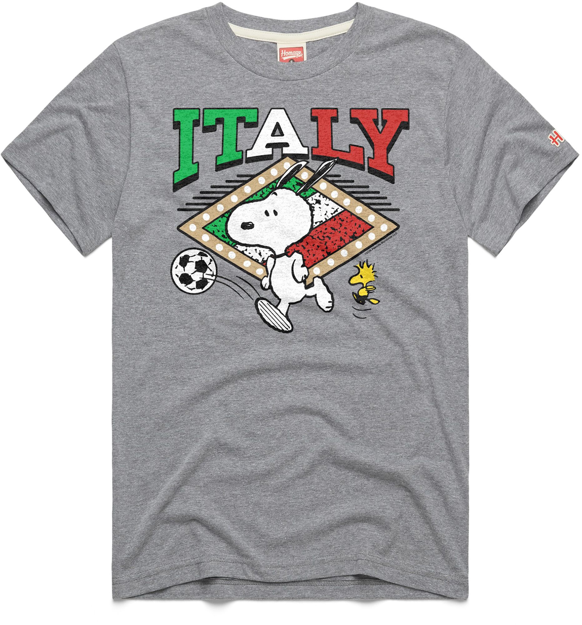 HOMAGE Adult Italy Gray Peanuts Graphic T-Shirt