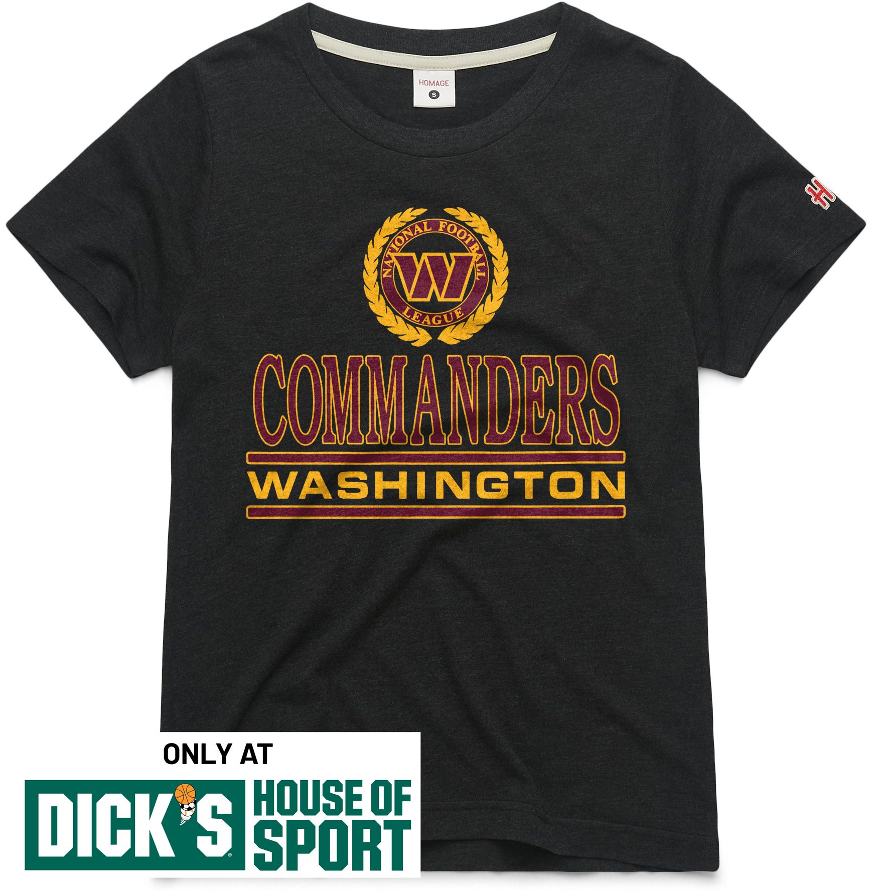 HOMAGE Women's Washington Commanders Charcoal Crest T-Shirt