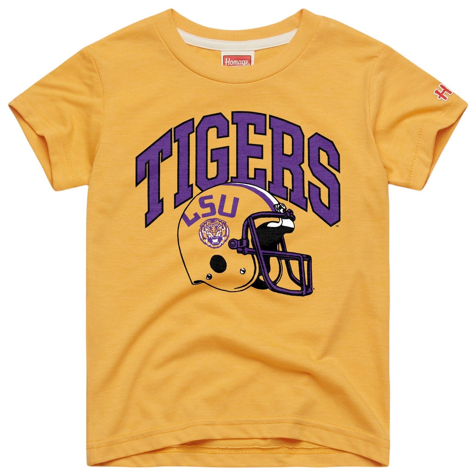 HOMAGE Youth LSU Tigers Gold Helmet T-Shirt
