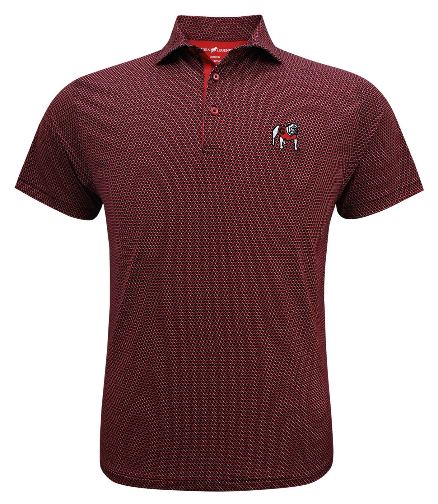 Horn Legend Men's Georgia Bulldogs White, Black, and Red Polo