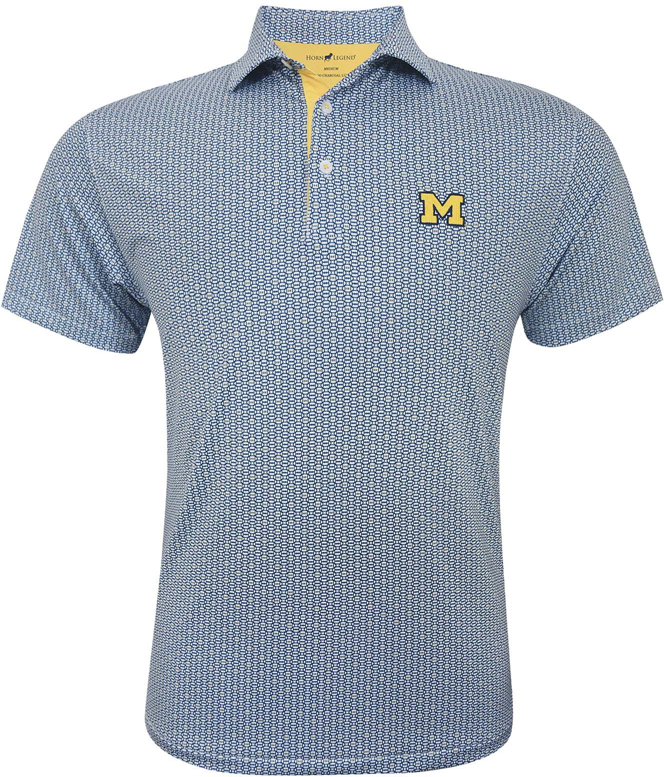 Horn Legend Men's Michigan Wolverines Retro Checker Polo, Blue