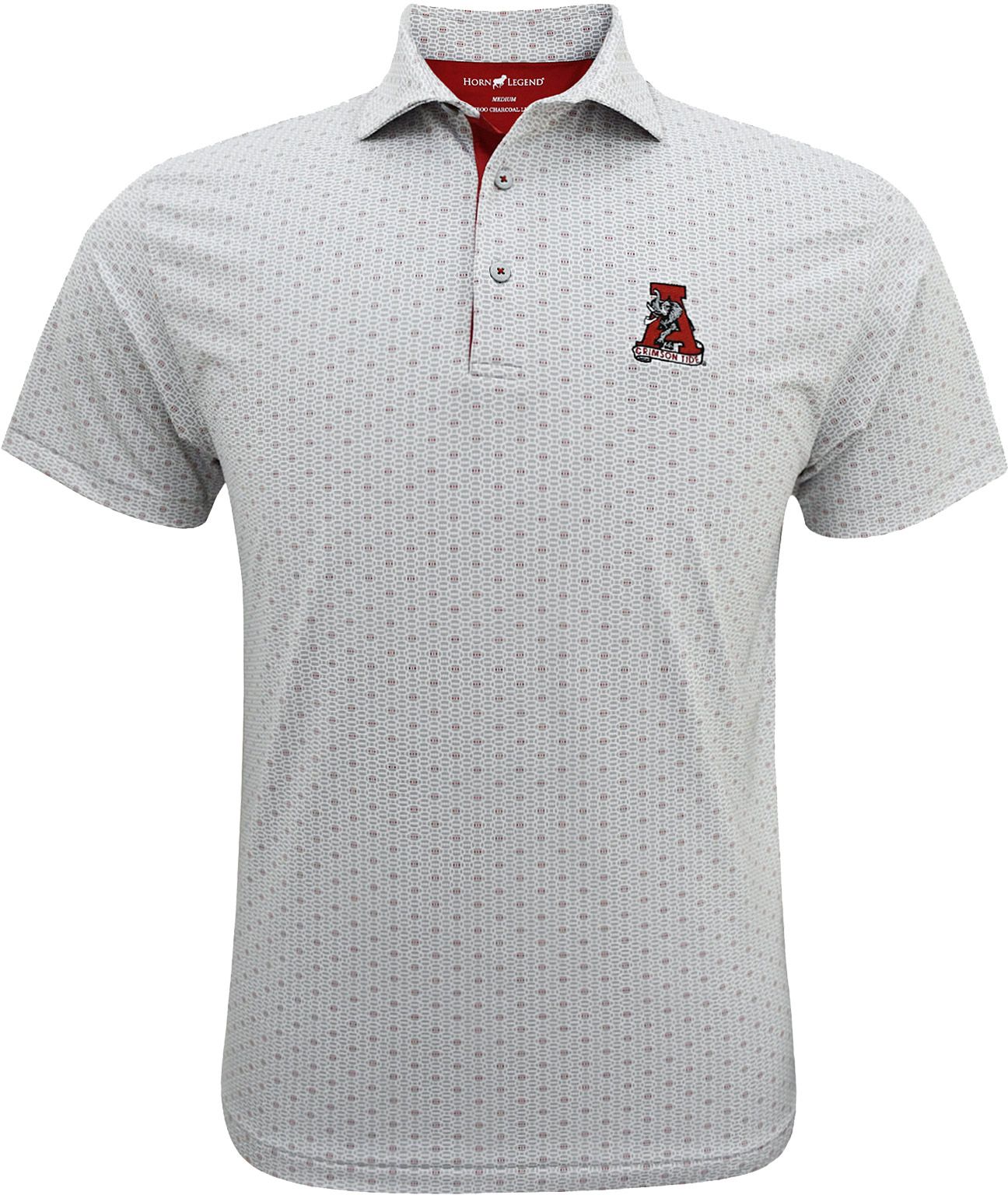 Horn Legend Men's Alabama Crimson Tide Football Weave Polo