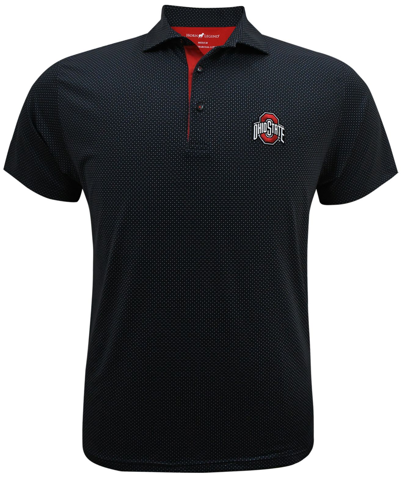 Horn Legend Men's Ohio State Buckeyes Black/Grey/Scarlet Checkers Polo