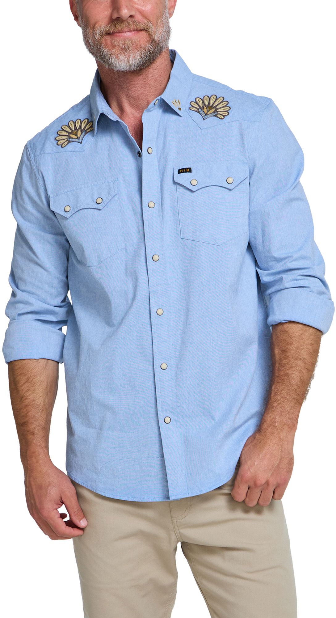 Fanned Flora/Faded Blue Oxford