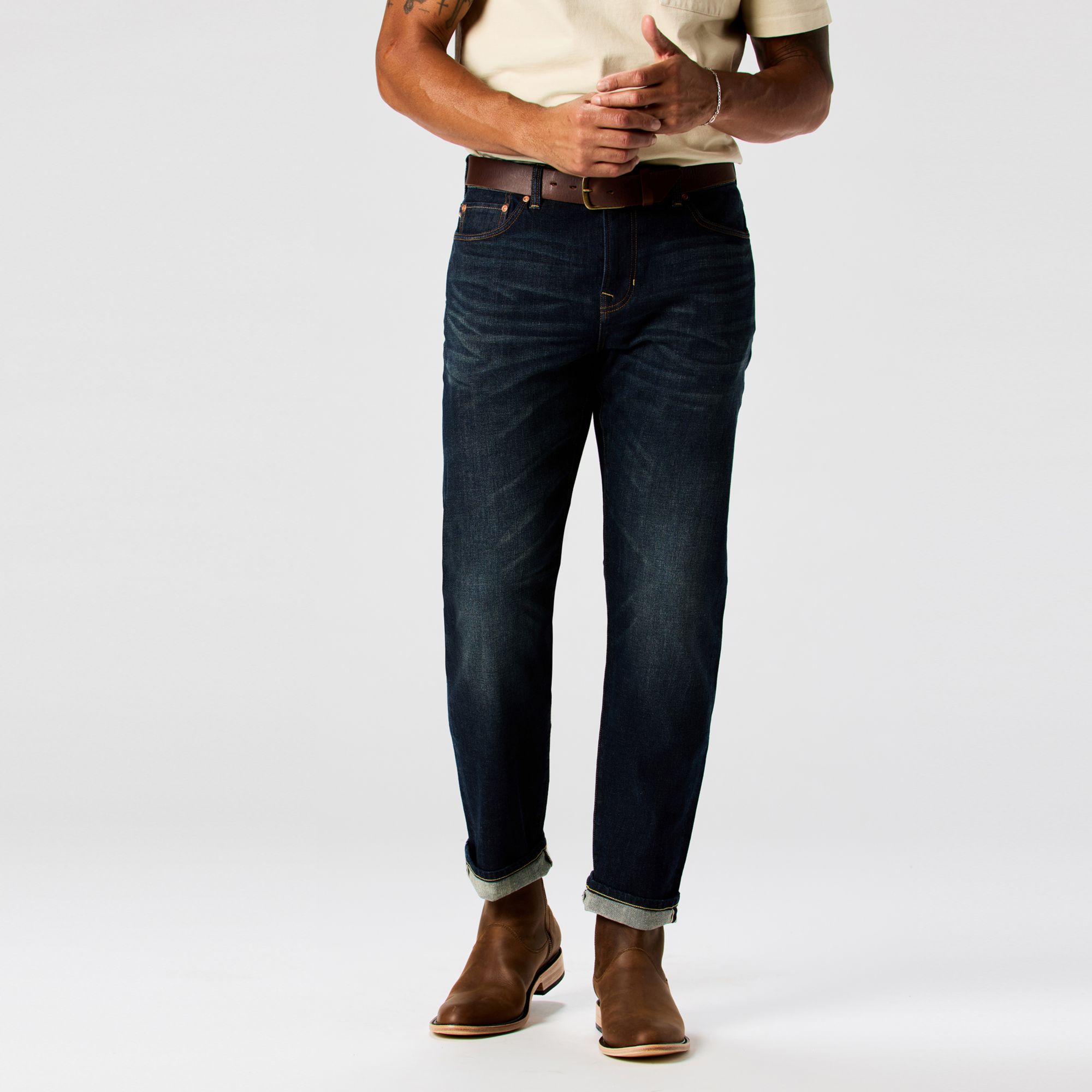 Huckberry Men's Stretch Selvedge Denim HB Athletic Straight Fit Pant by Flint and Tinder