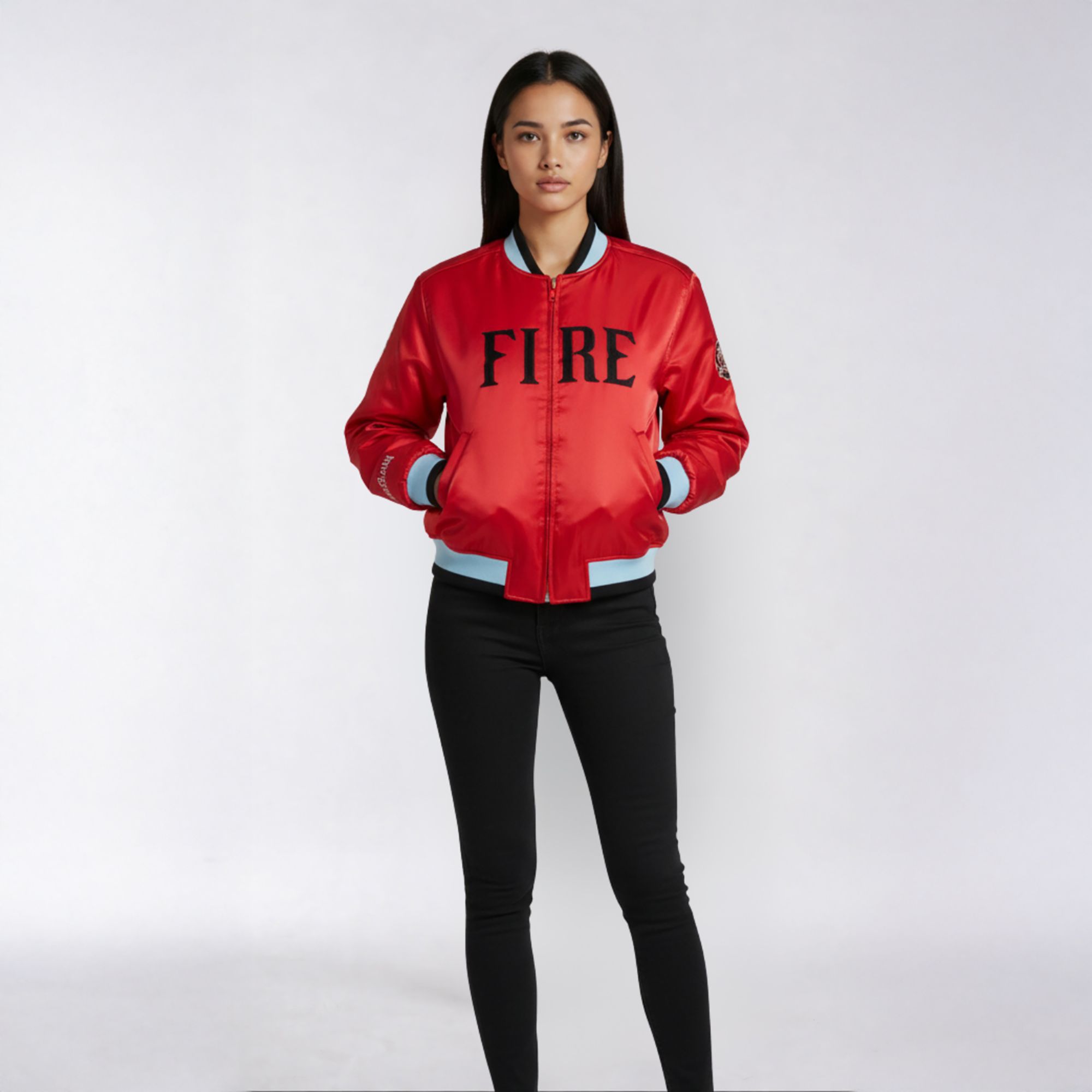 The Wild Collective Women's Portland Fire Red Satin Jacket