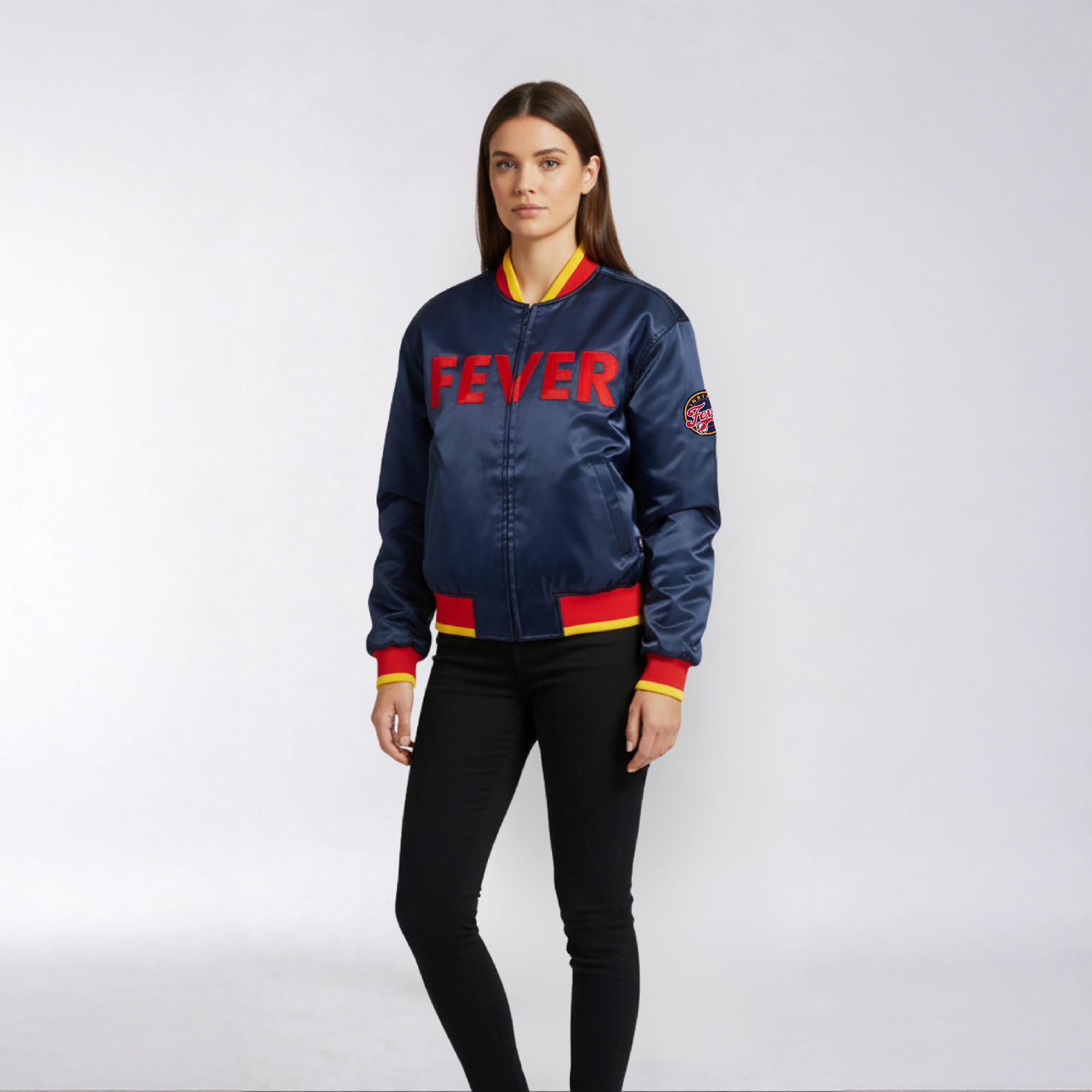 The Wild Collective Women's Indiana Fever Navy Satin Jacket