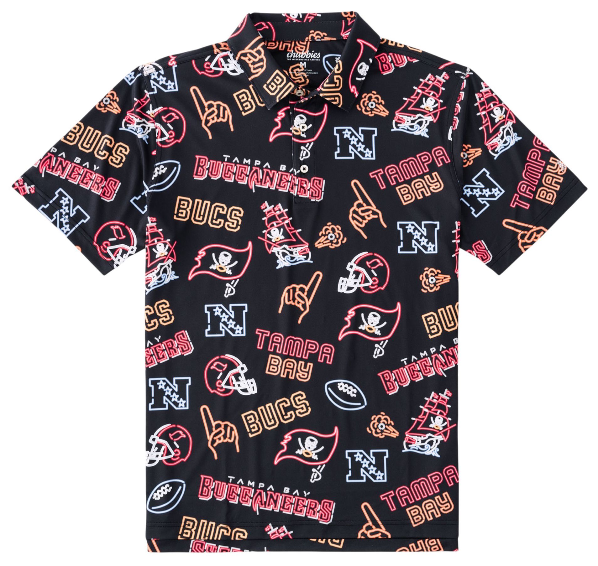 chubbies Men's Tampa Bay Buccaneers Black Neon Polo
