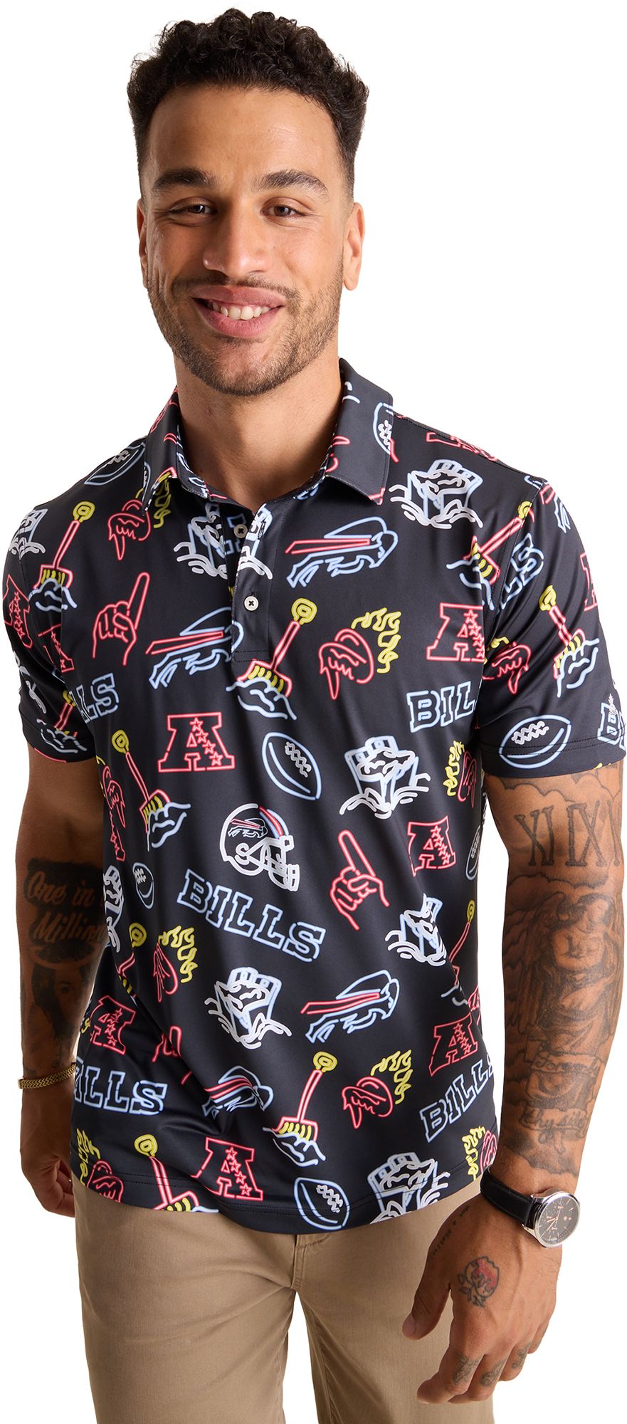 chubbies Men's Buffalo Bills Black Neon Polo