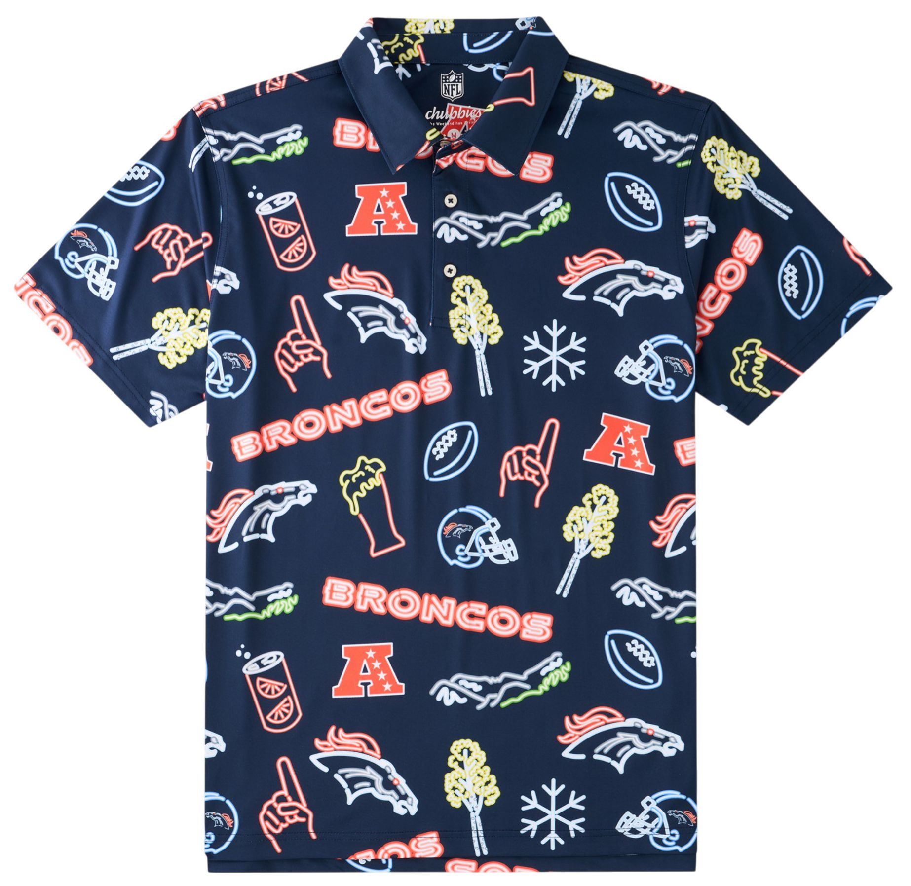 chubbies Men's Denver Broncos Navy Neon Polo