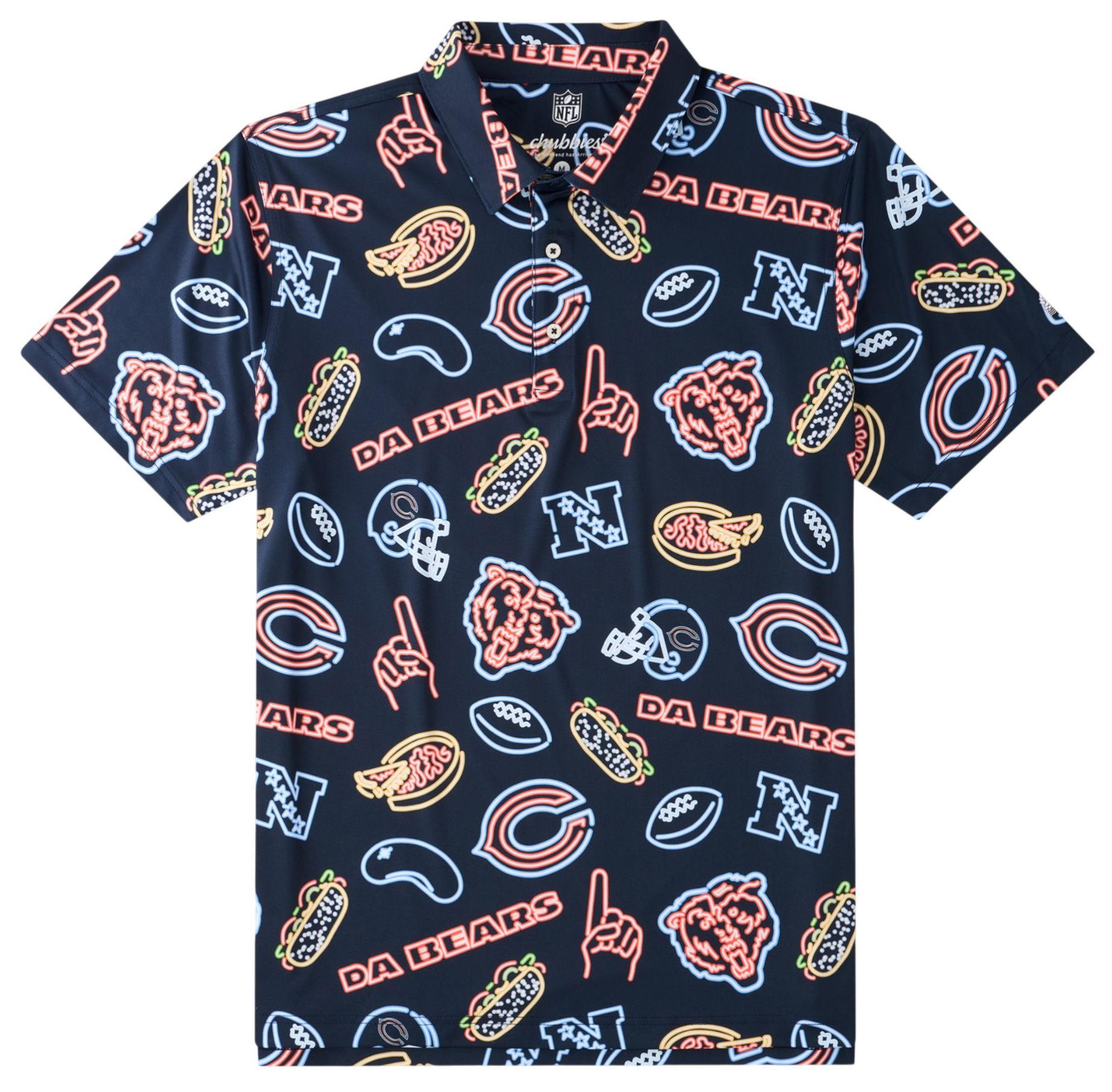 chubbies Men's Chicago Bears Navy Neon Polo