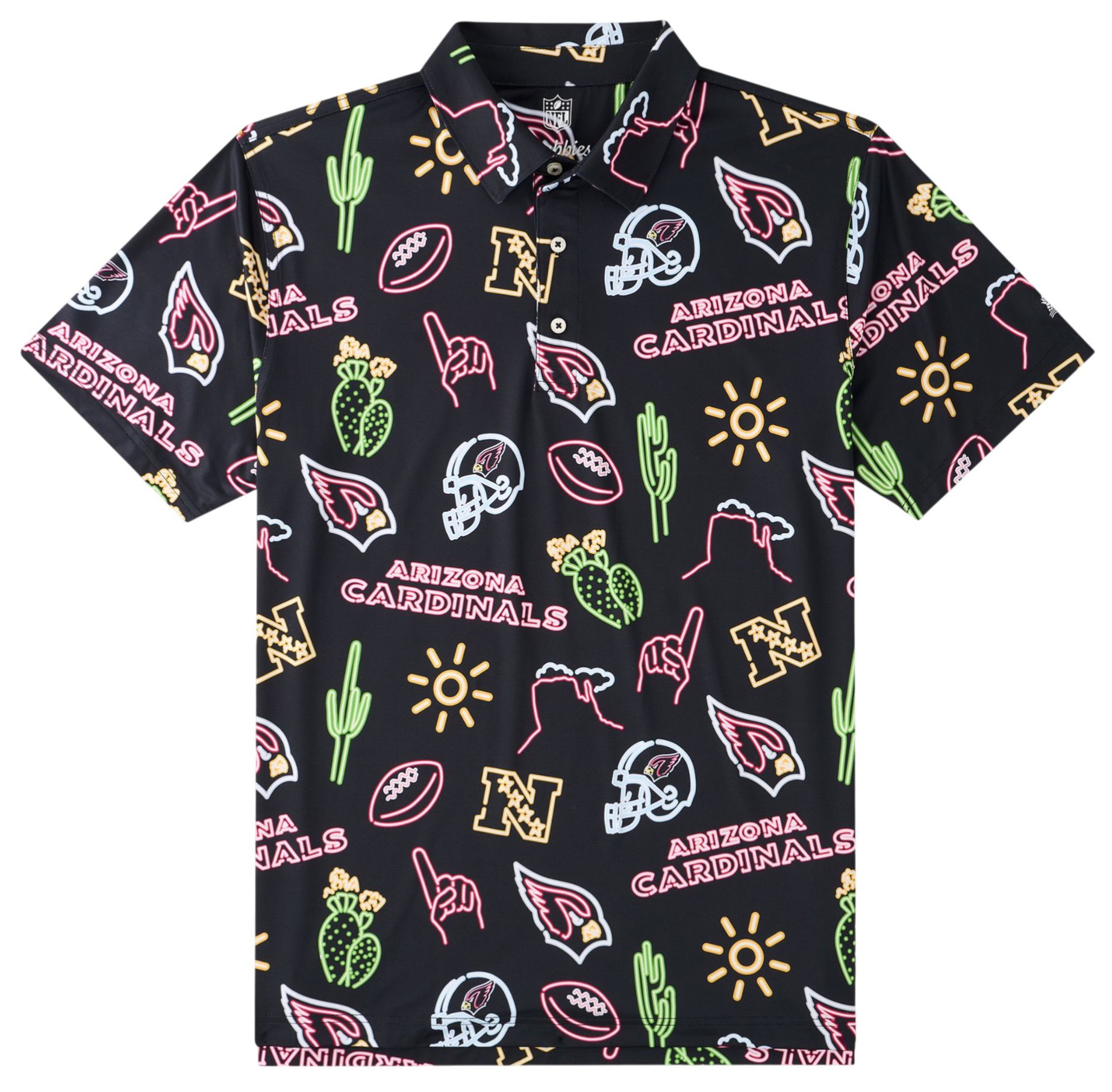 chubbies Men's Arizona Cardinals Black Neon Polo