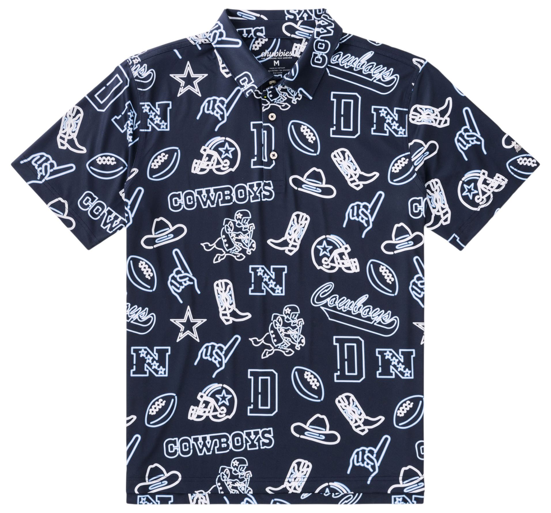 chubbies Men's Dallas Cowboys Navy Neon Polo