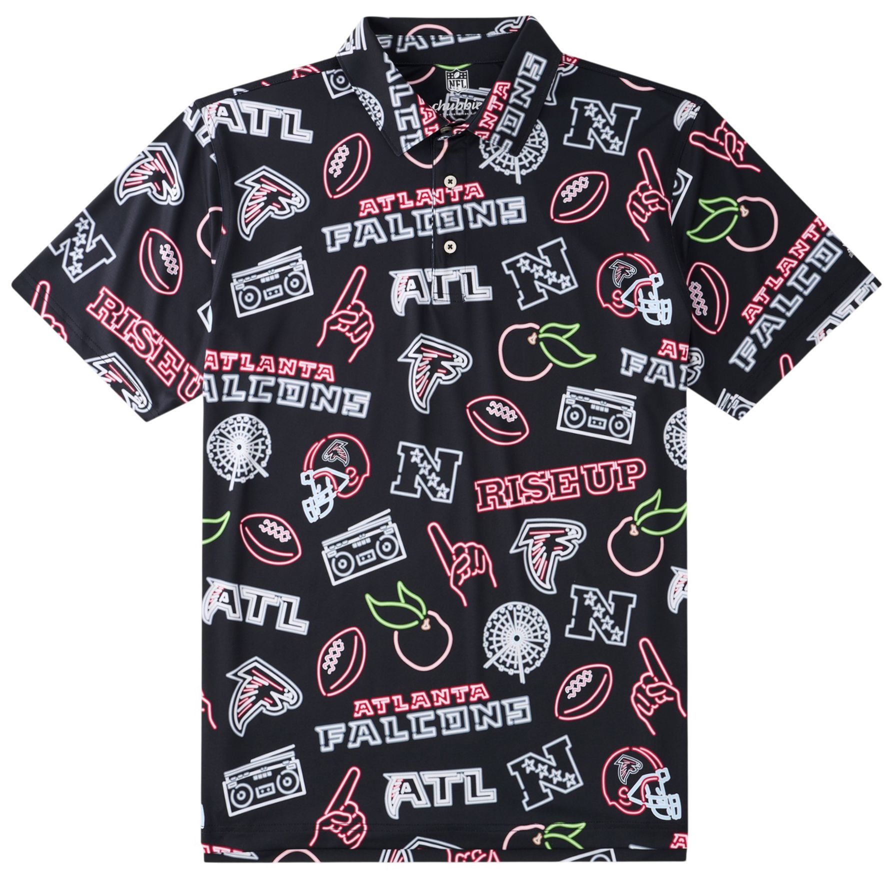 chubbies Men's Atlanta Falcons Black Neon Polo