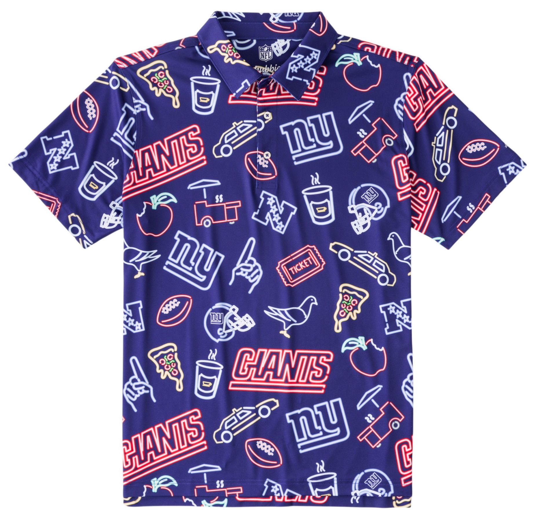 chubbies Men's New York Giants Navy Neon Polo