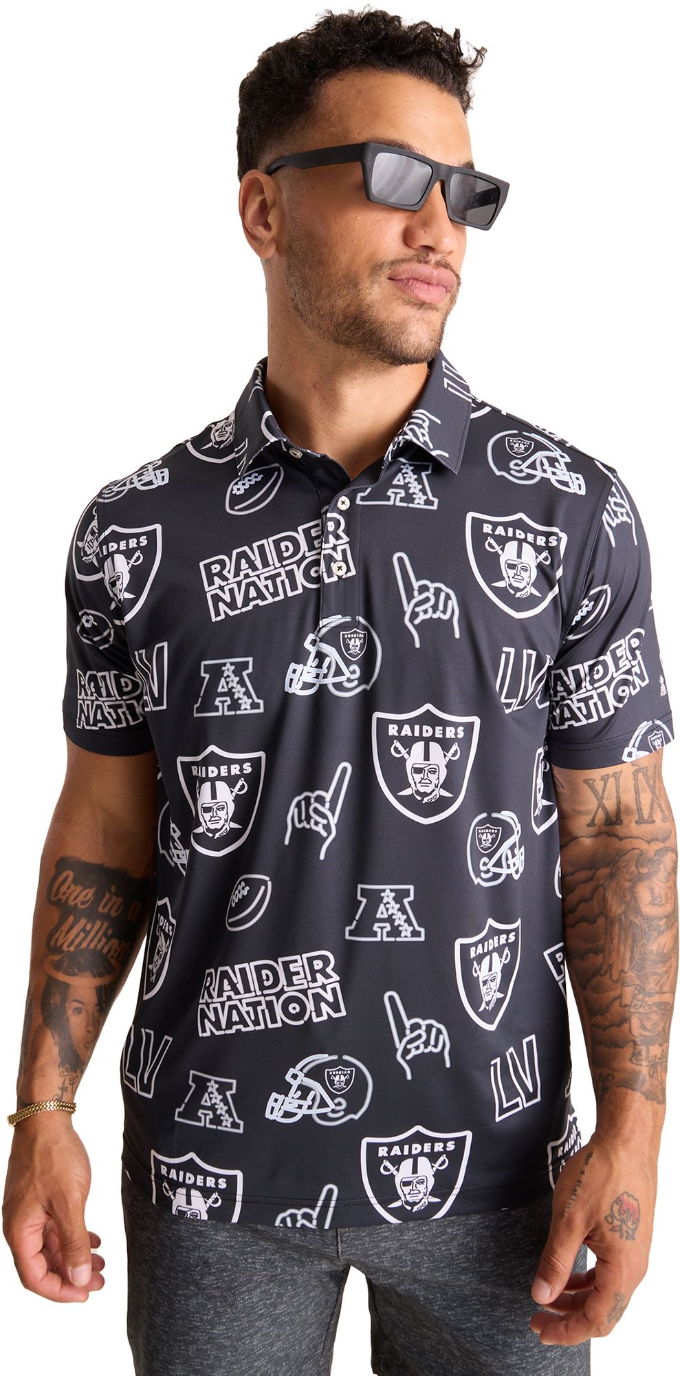 chubbies Men's Las Vegas Raiders Black Neon Polo